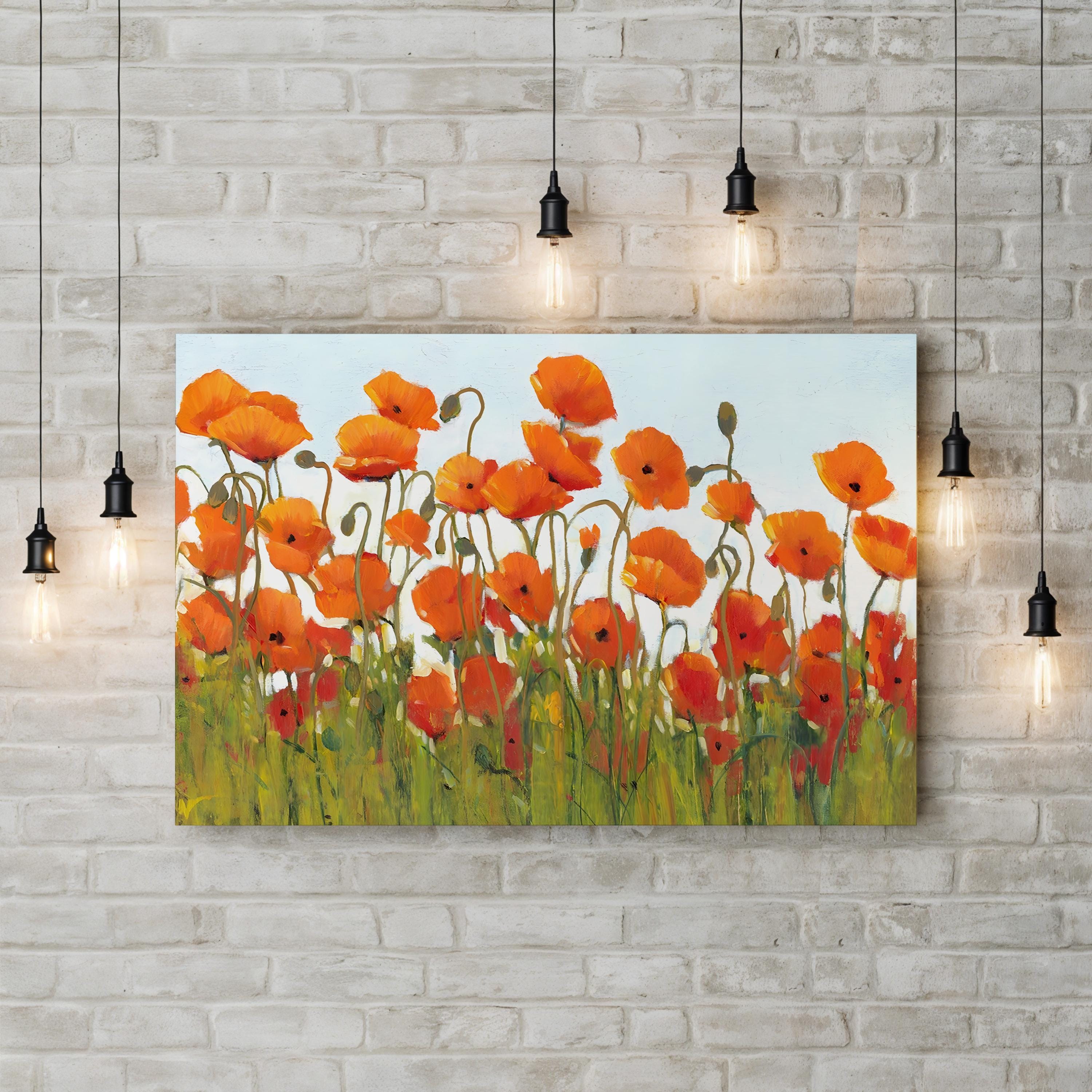 Rows of Poppies II Wall Art – Contemporary Floral Canvas Print