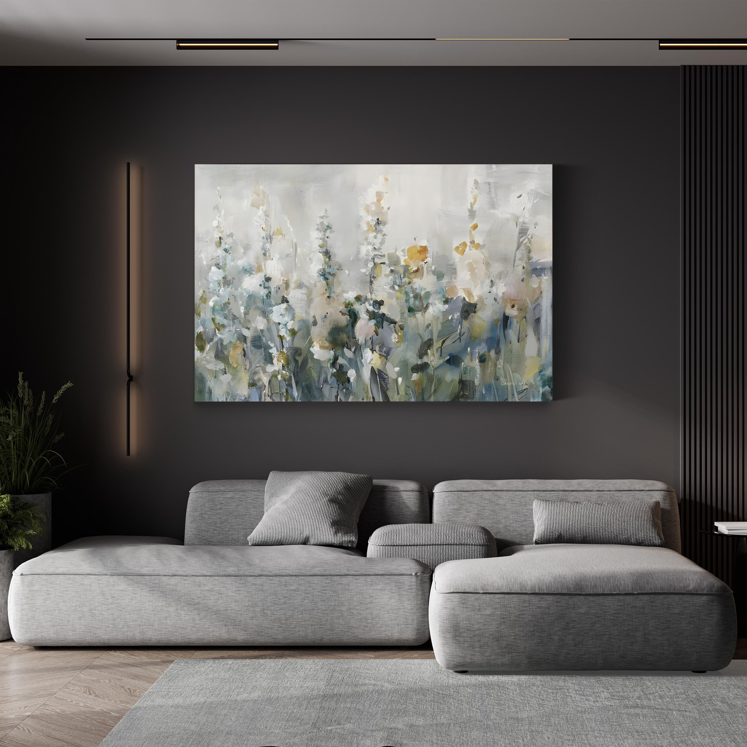 Rustic Garden Neutral – Serene Floral Landscape Canvas Art by Danhui Nai
