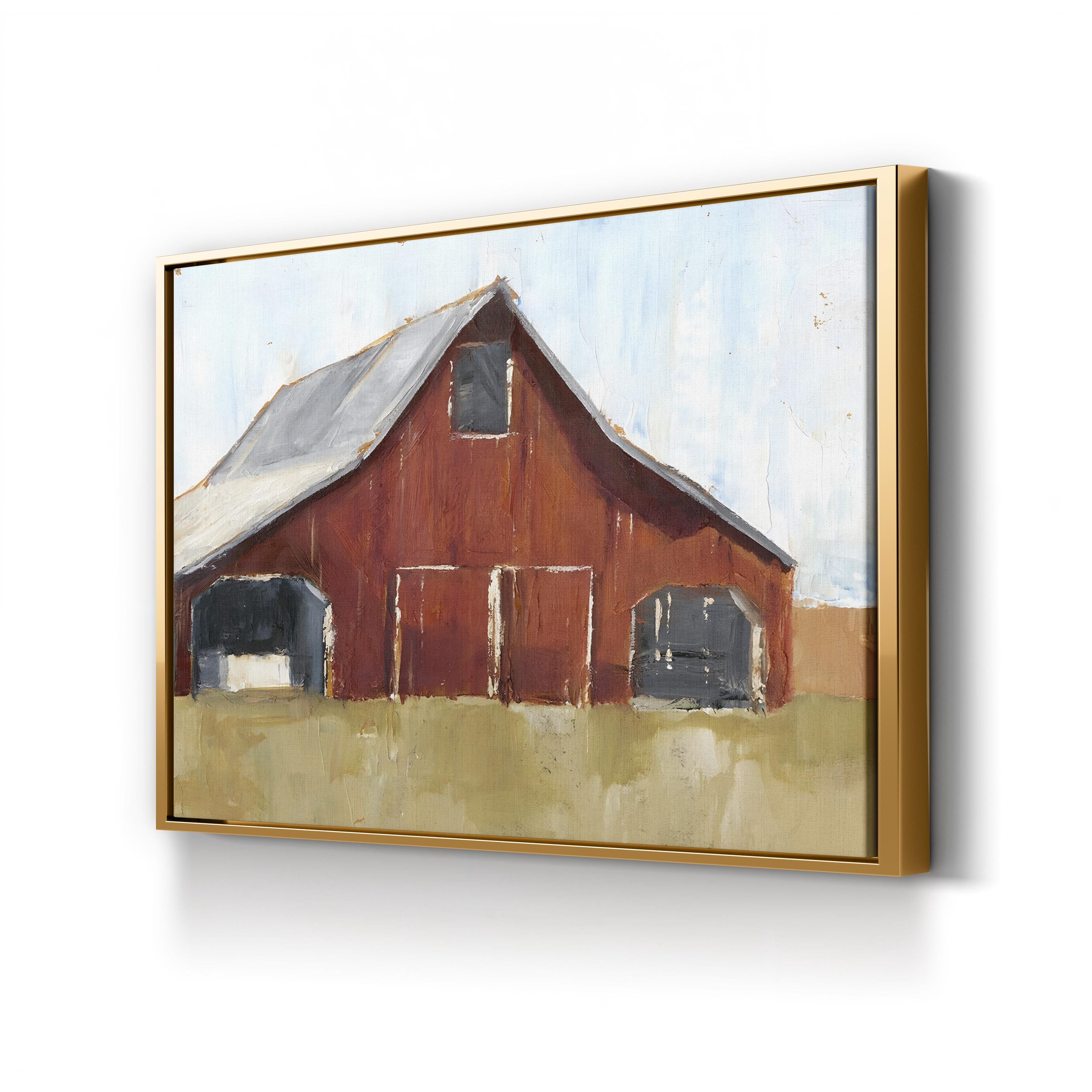 Rustic Red Barn I – Farmhouse Rural Landscape Canvas Art by Ethan Harper