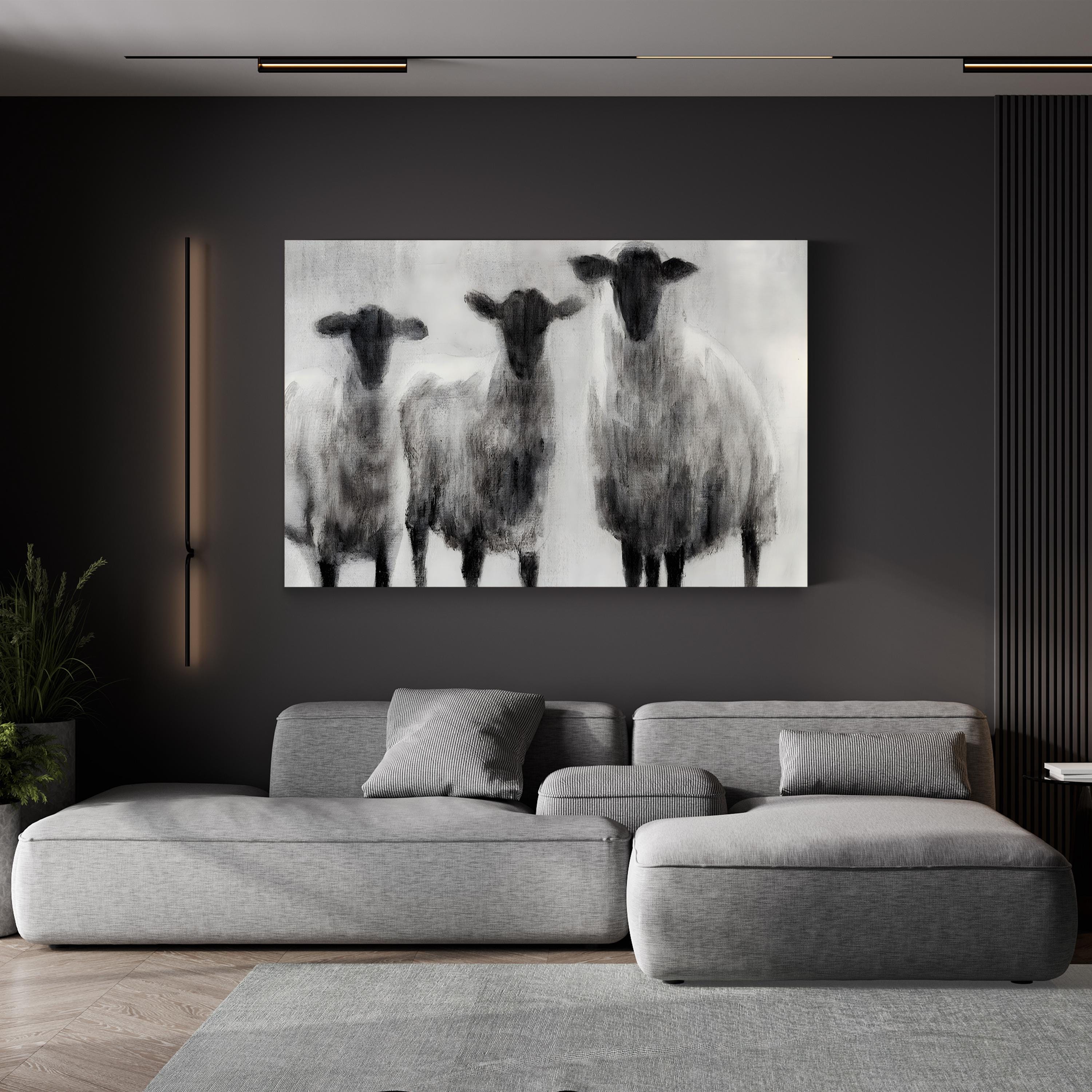 Rustic Sheep I – Contemporary Farm Animal Canvas Art by Ethan Harper