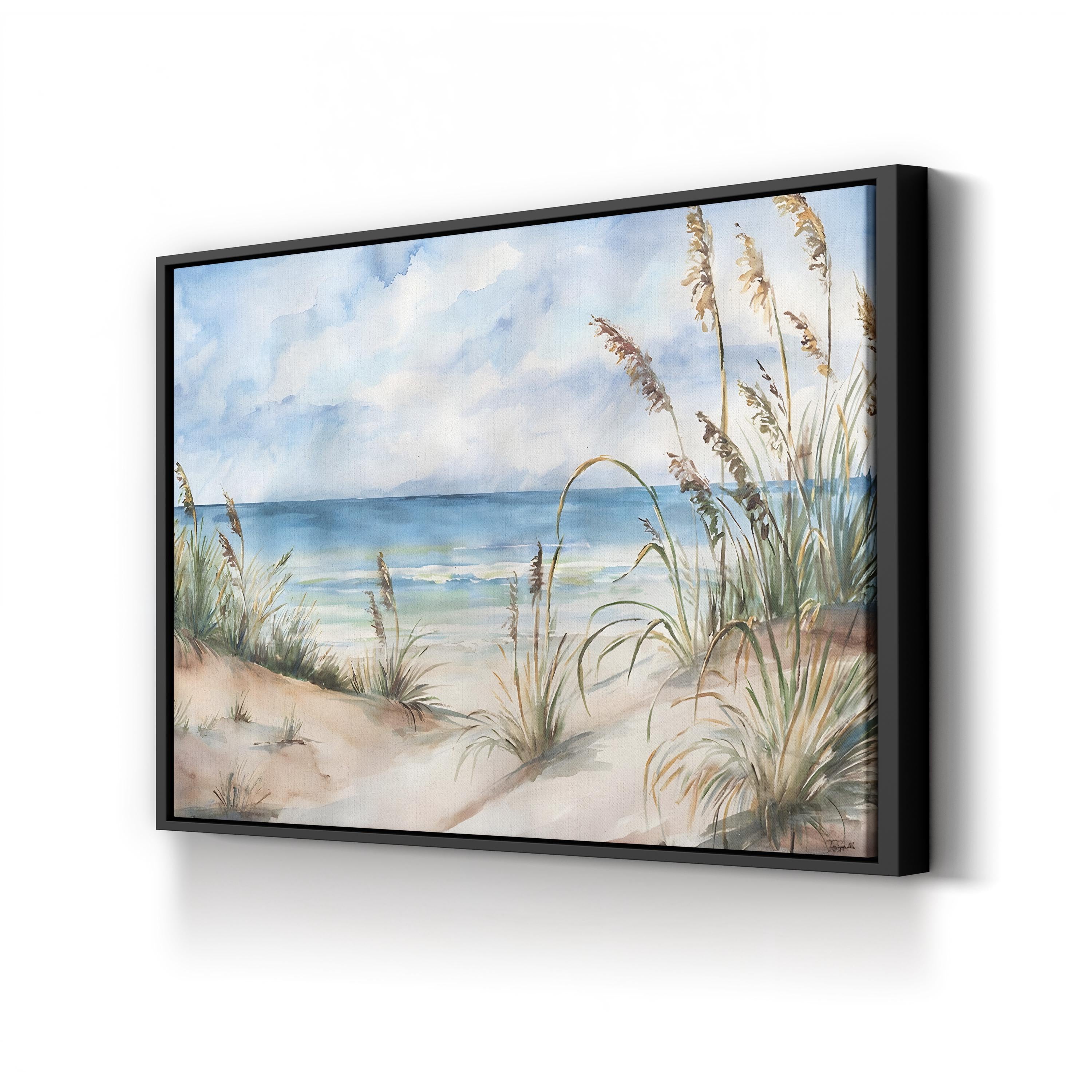 Seaview Landscape Wall Art by Tara Reed – Coastal Watercolor Beach Dunes Canvas Print