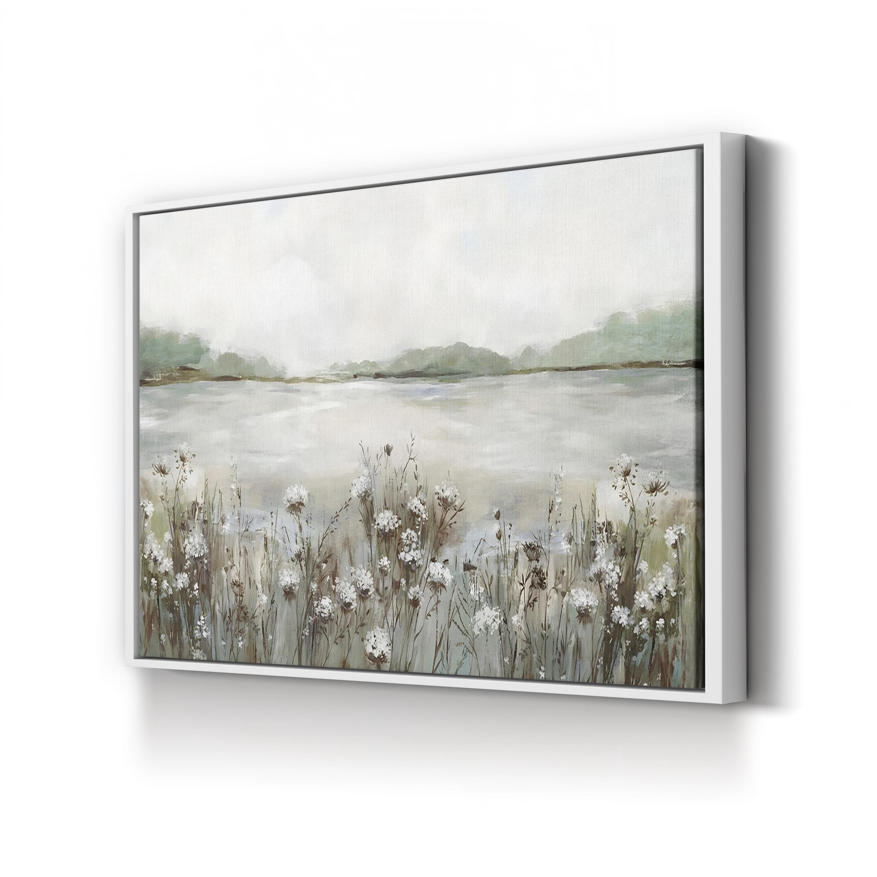 Secret Lake I Wall Art by Allison Pearce | Serene Abstract Lake Landscape Canvas Print