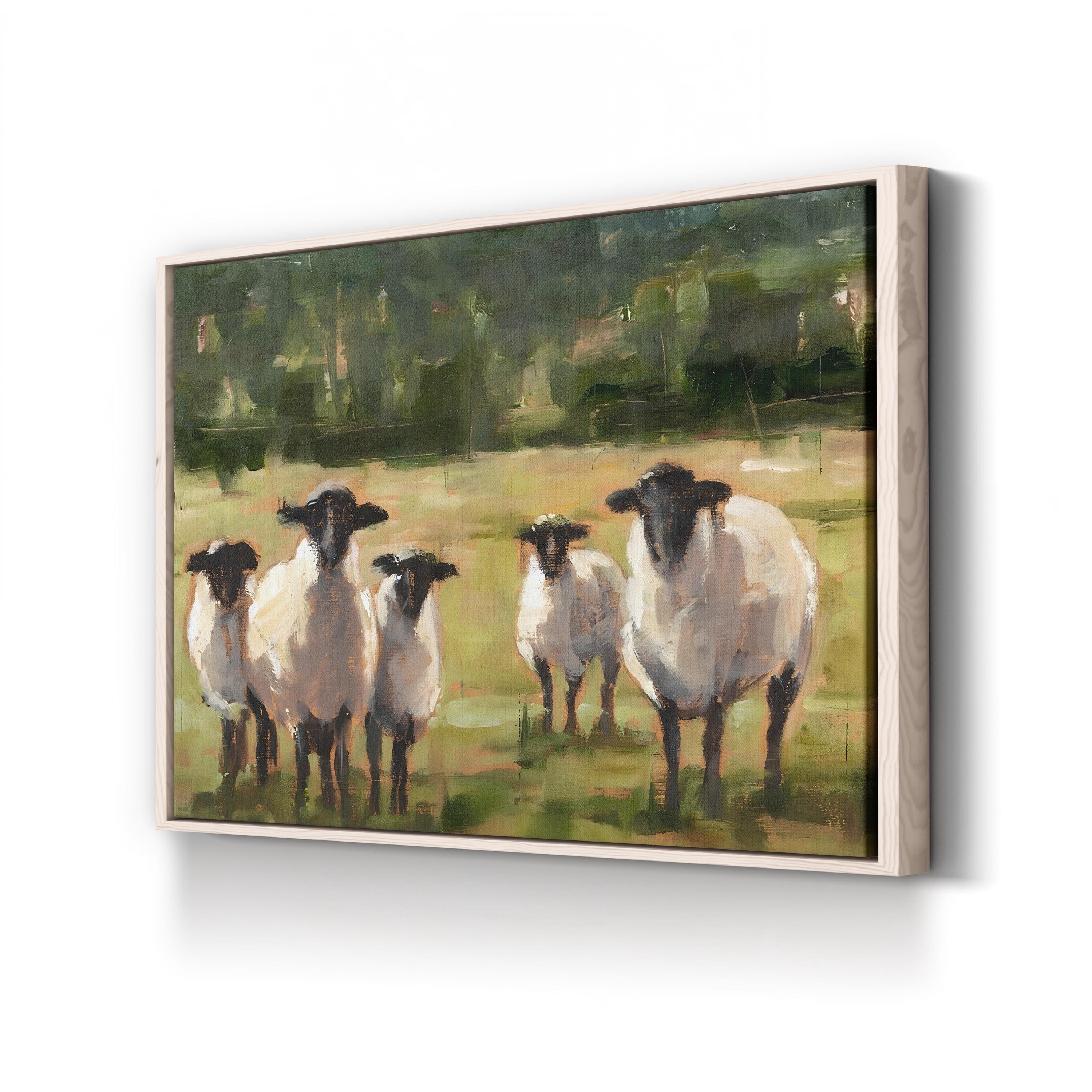 Sheep Family I Wall Art by Ethan Harper – Neutral Wildlife Farm Landscape Canvas Print