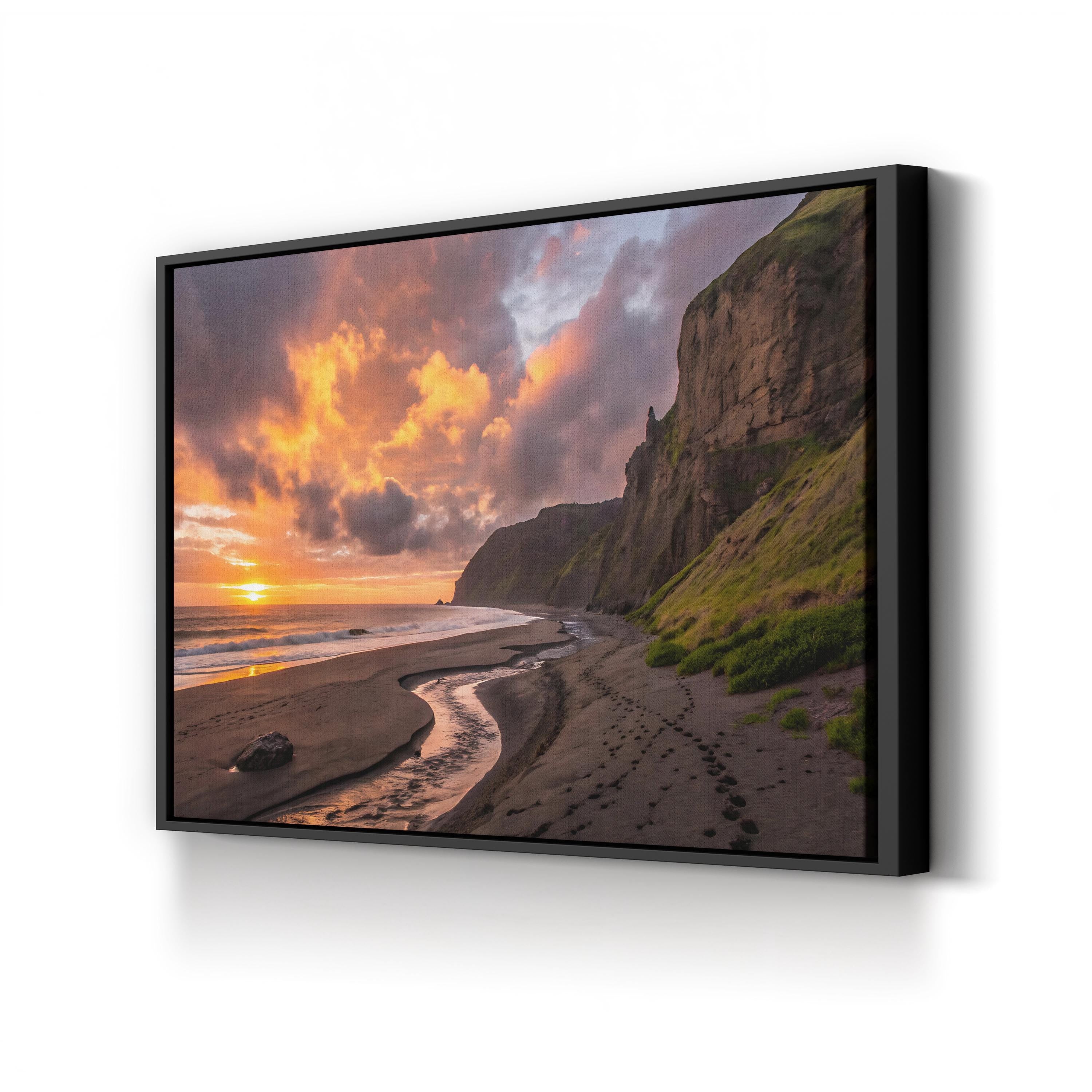 Coastal Sunset Cliff Seascape in Oregon: Shoreline Landscape Photography