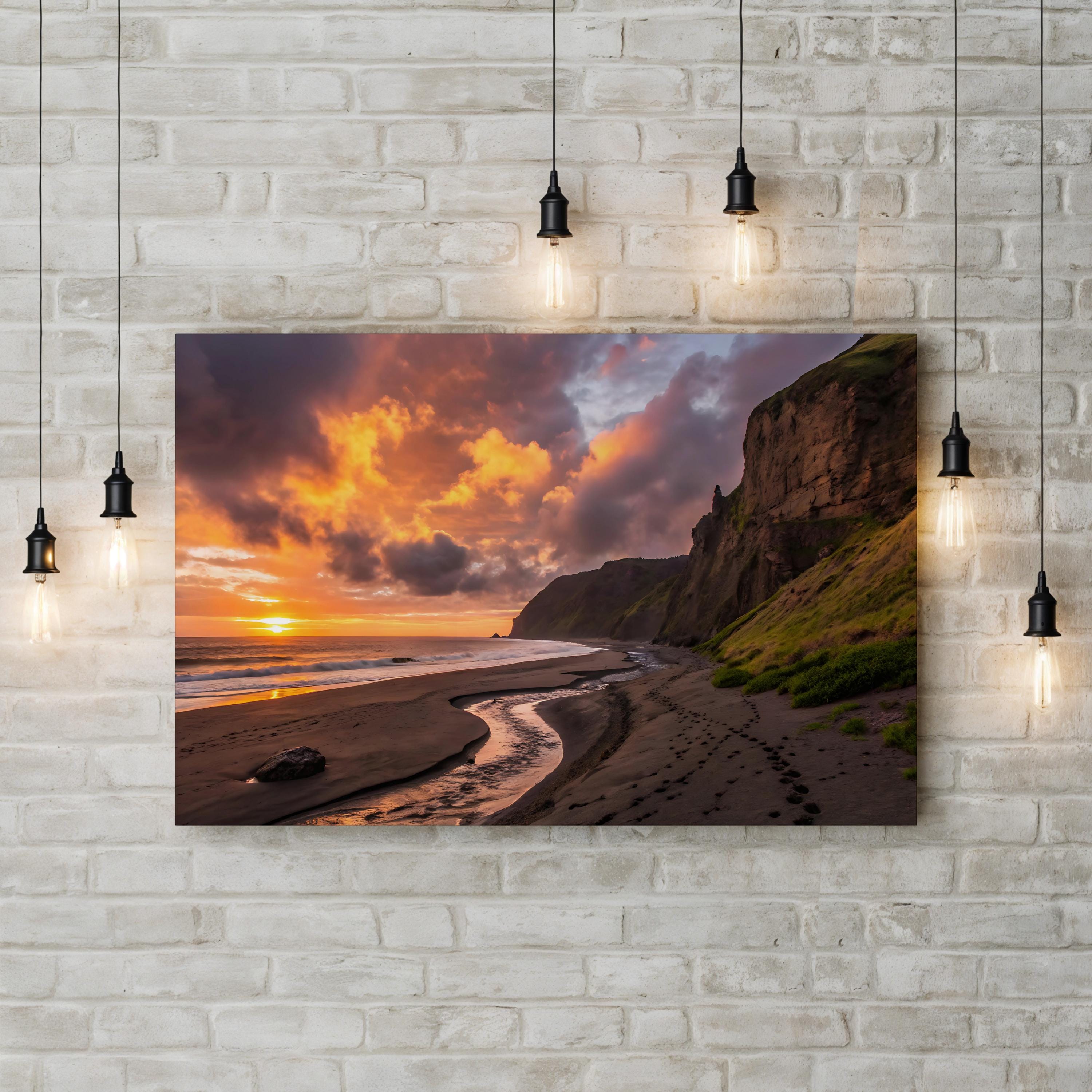 Coastal Sunset Cliff Seascape in Oregon: Shoreline Landscape Photography