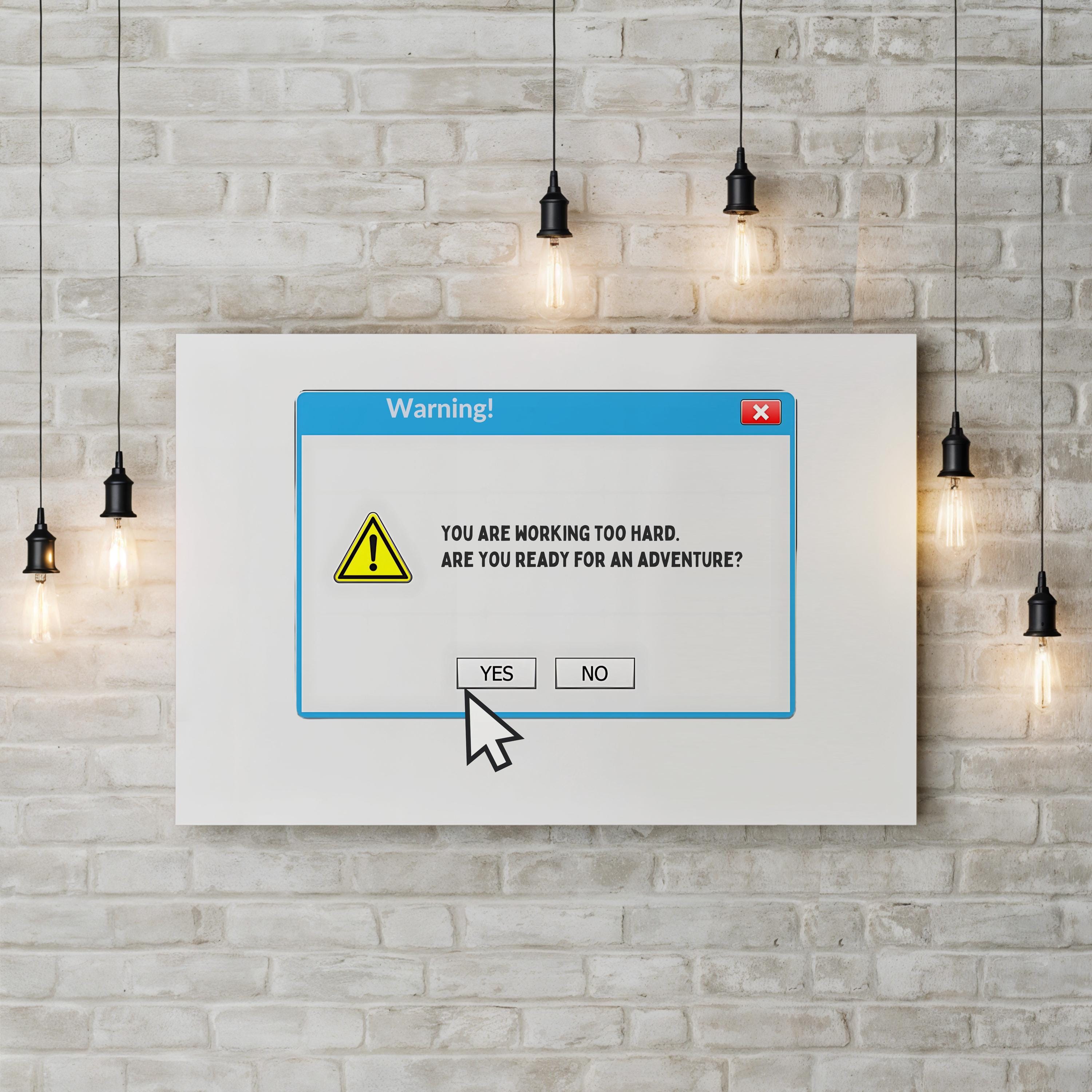 System Warning Canvas Art Print – Motivational Office Typography Wall Decor
