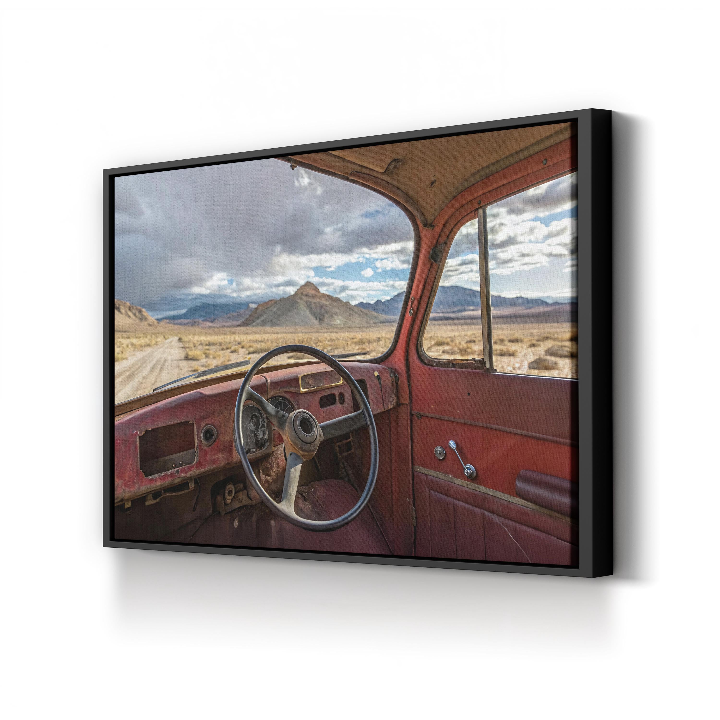 Vintage Car Desert View – Vintage Photography Wall Art | Classic Automobile Canvas Print