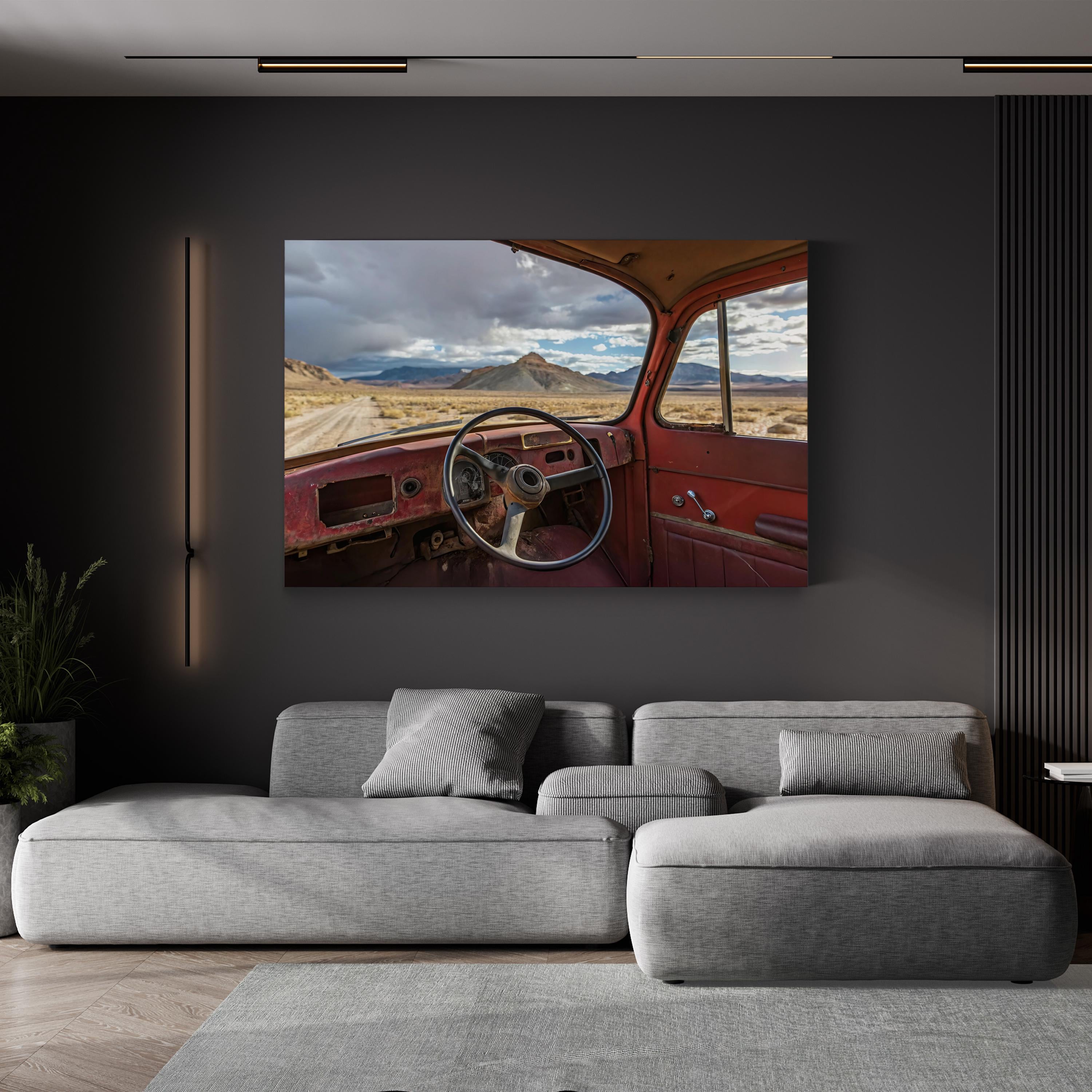 Vintage Car Desert View – Vintage Photography Wall Art | Classic Automobile Canvas Print