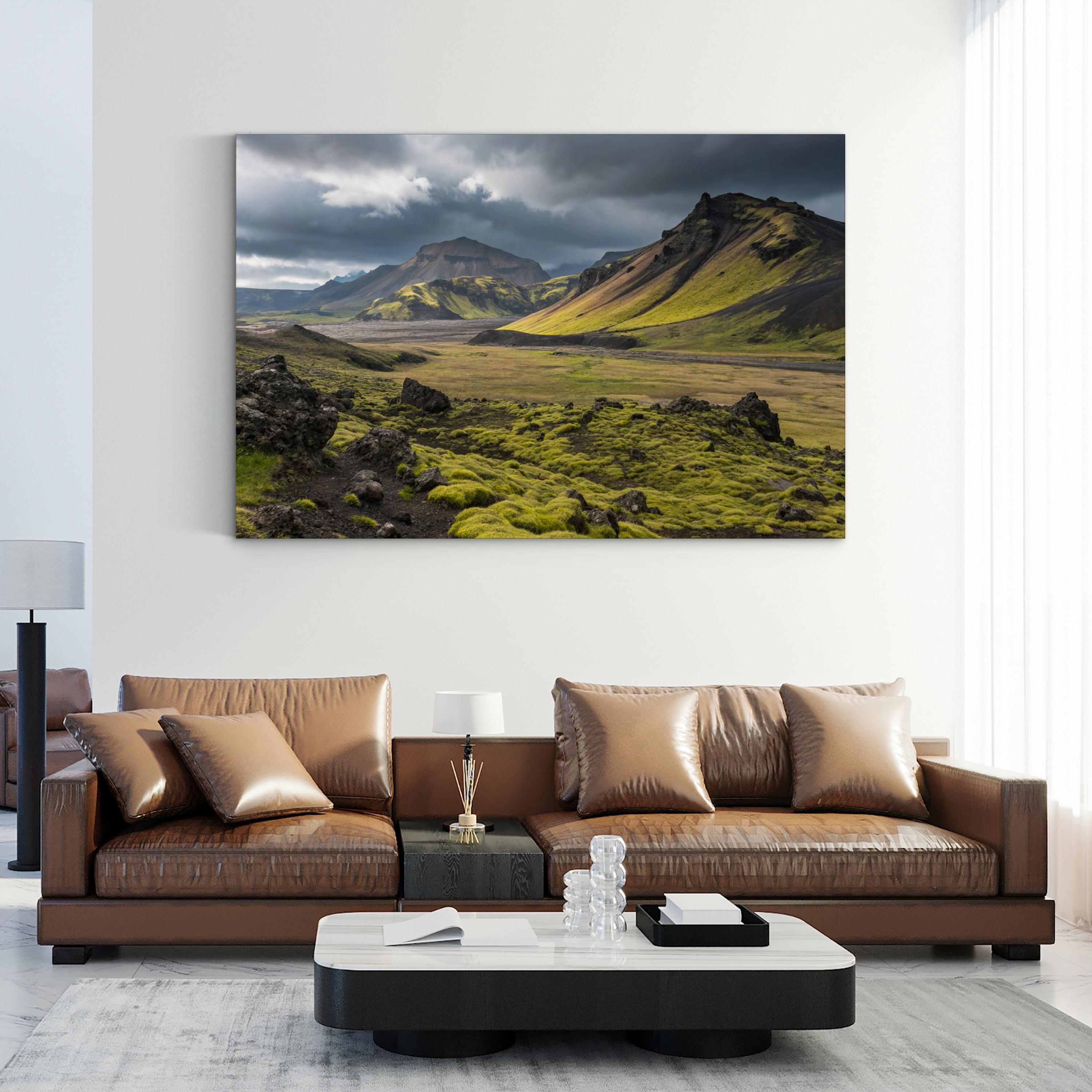 Iceland Moss-Covered Terrain – Vintage Photography Wall Art | Rugged Landscape Canvas Print