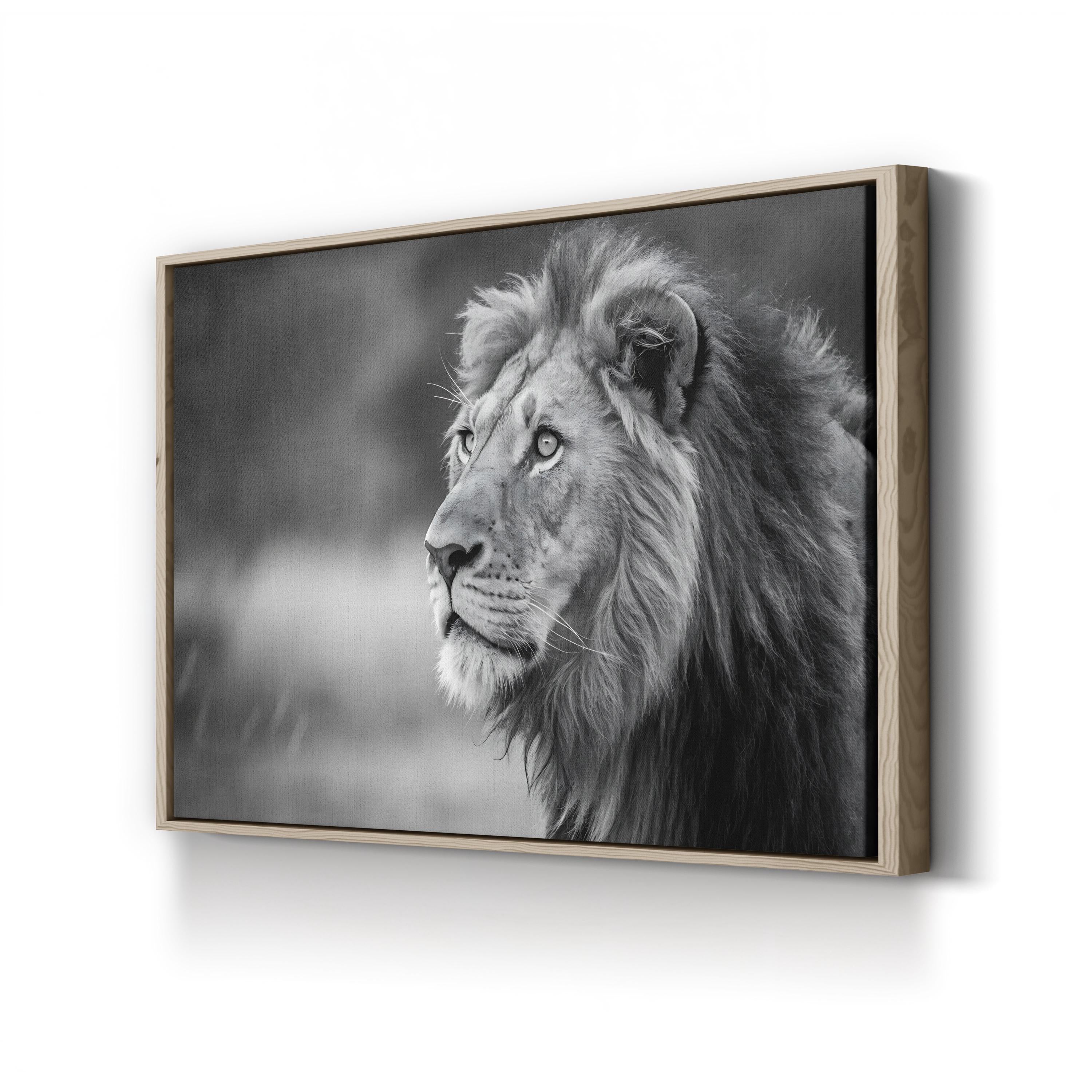 Majestic Lion Head – Vintage Photography Wall Art | Black & White Wildlife Canvas Print