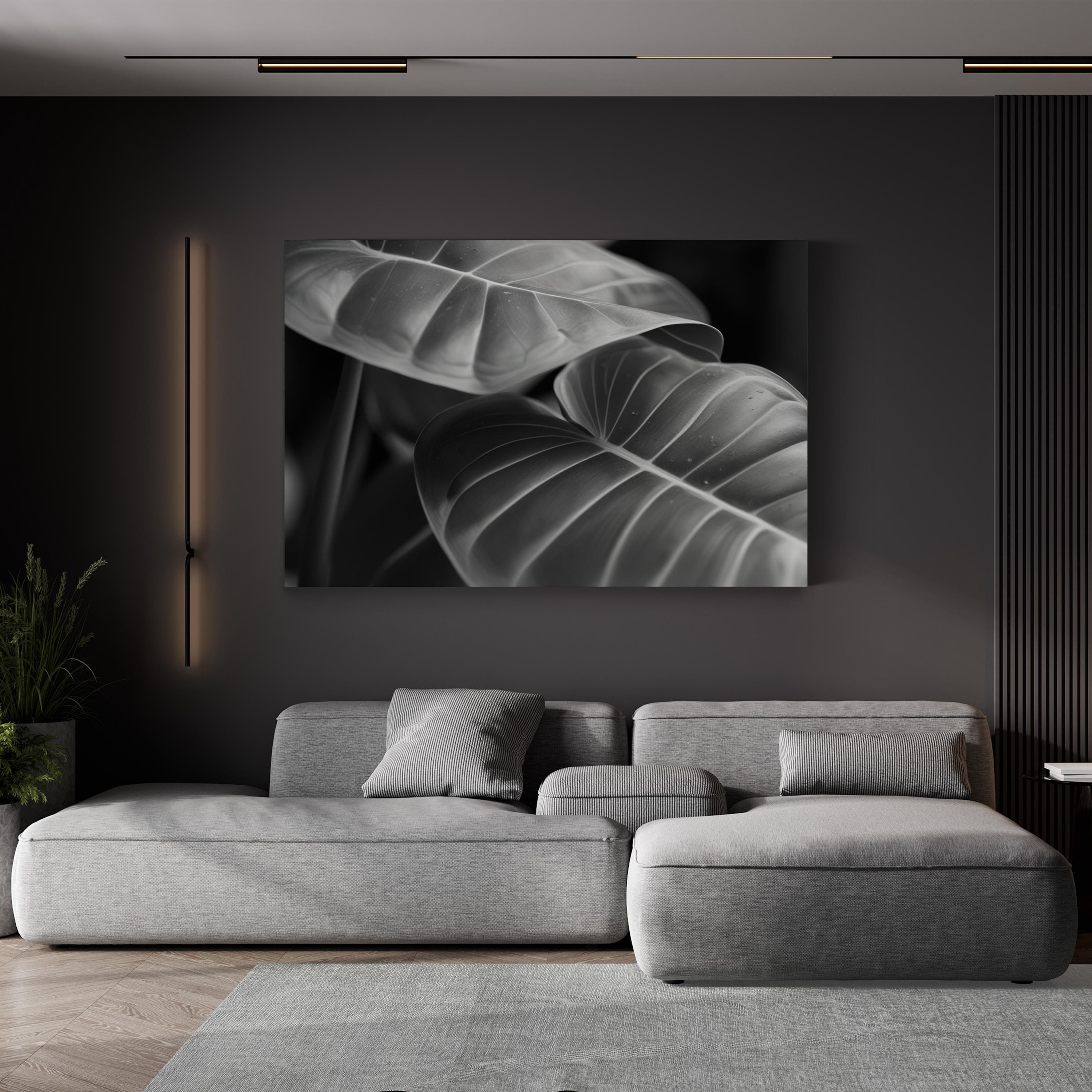 Black & White Monstera Leaf – Vintage Photography Wall Art | Modern Botanical Canvas Print