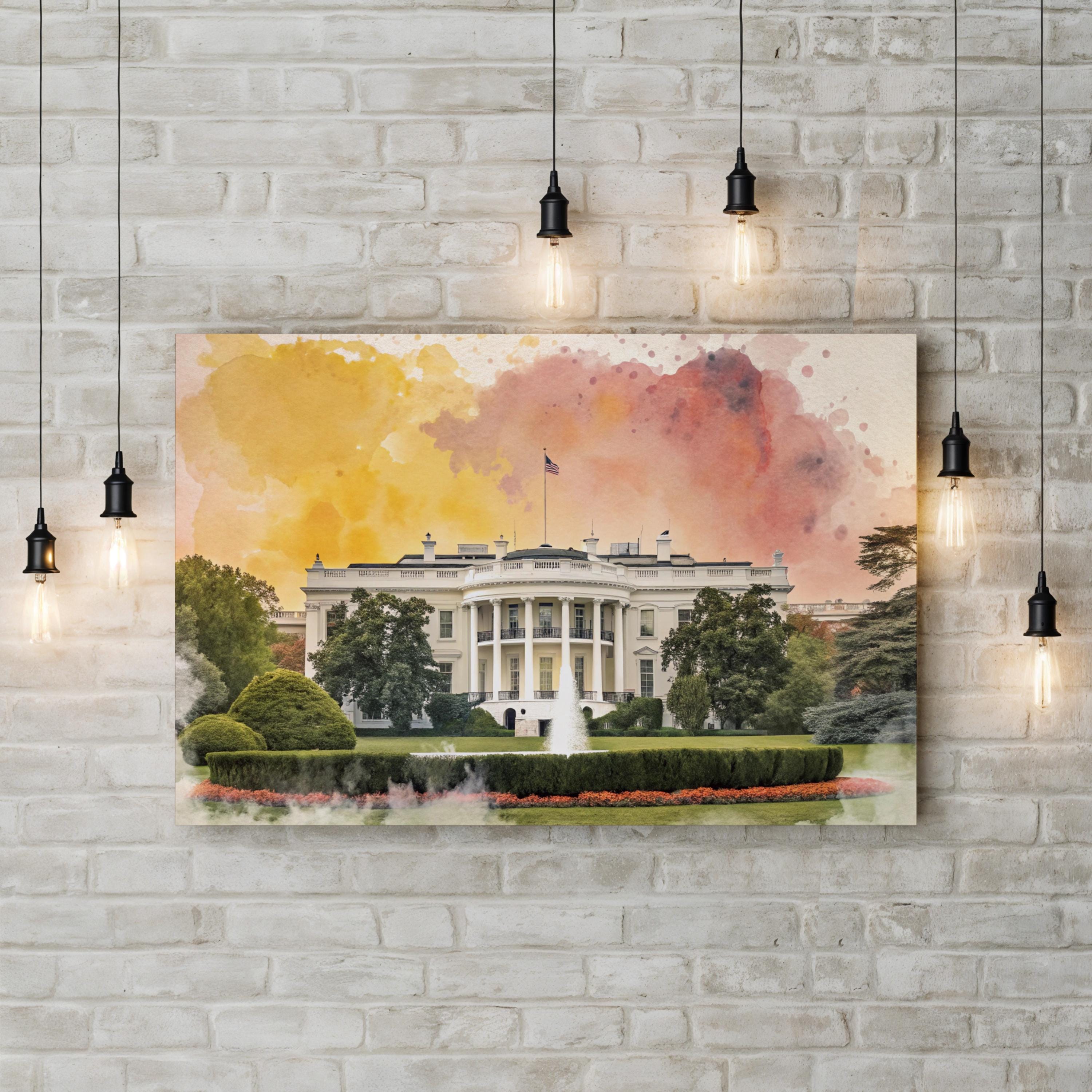 White House Washington DC – Period Illustration Wall Art | Architecture Canvas Print