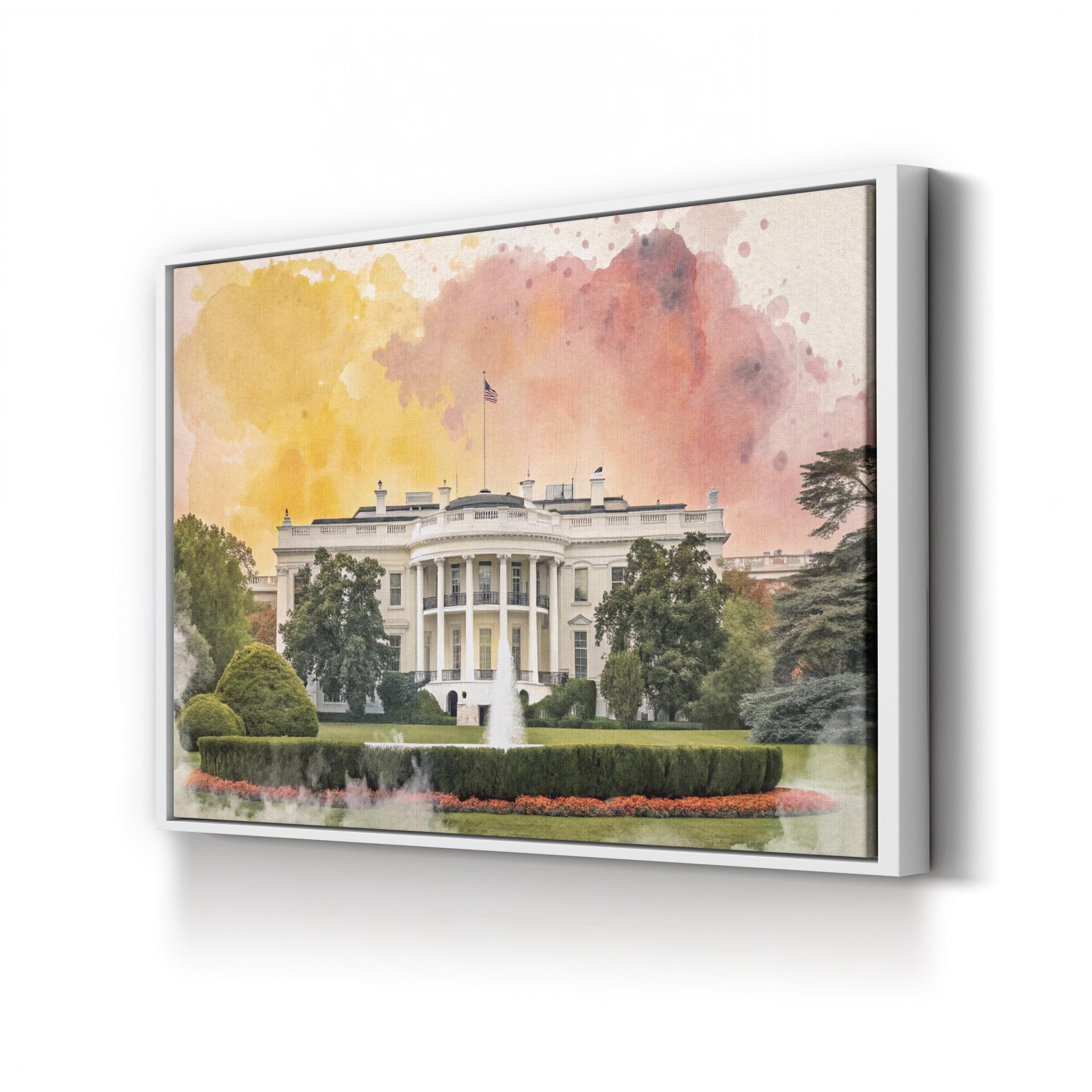 White House Washington DC – Period Illustration Wall Art | Architecture Canvas Print