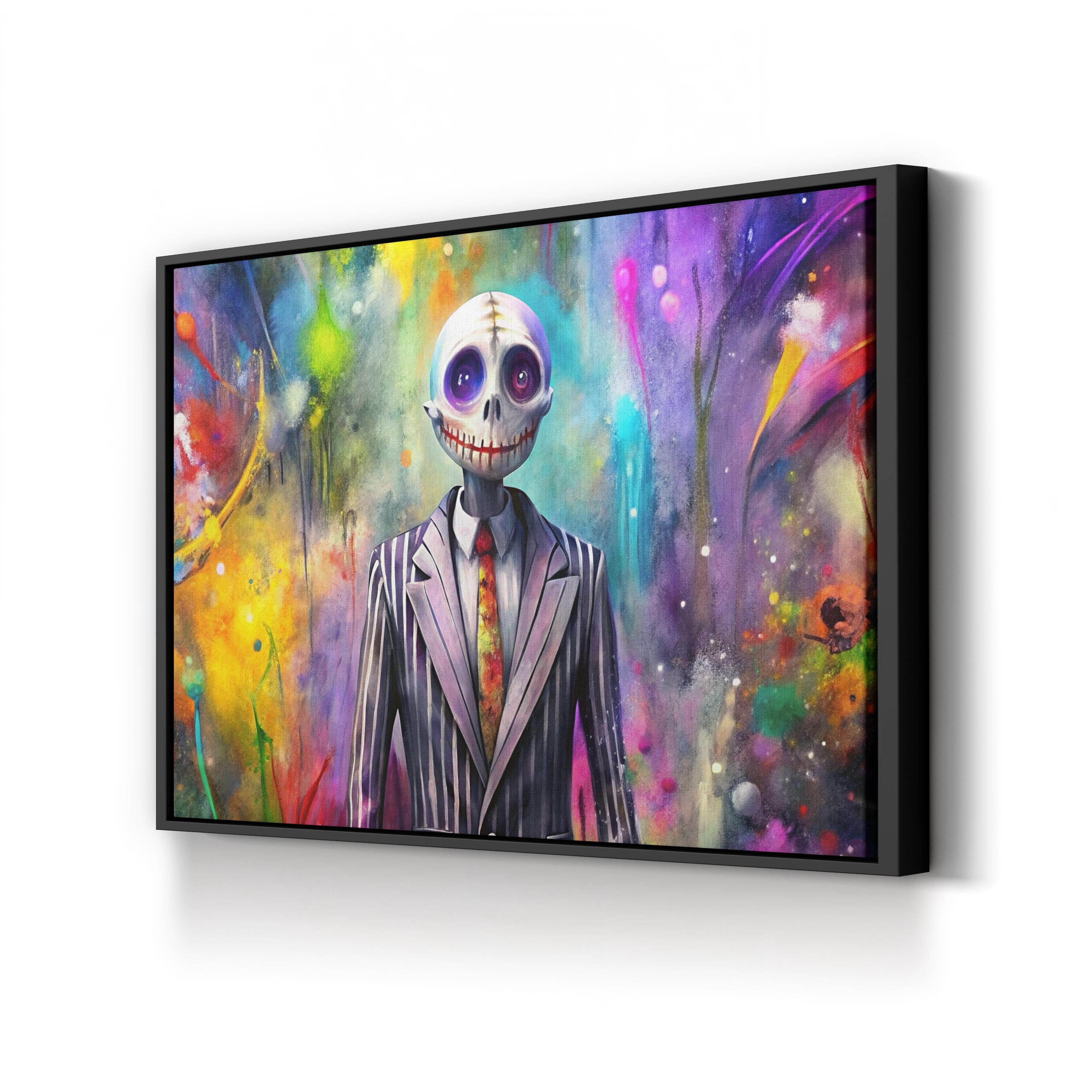 Halloween Skeleton Portrait – Period Illustration Wall Art | Pop Expressionist Canvas Print