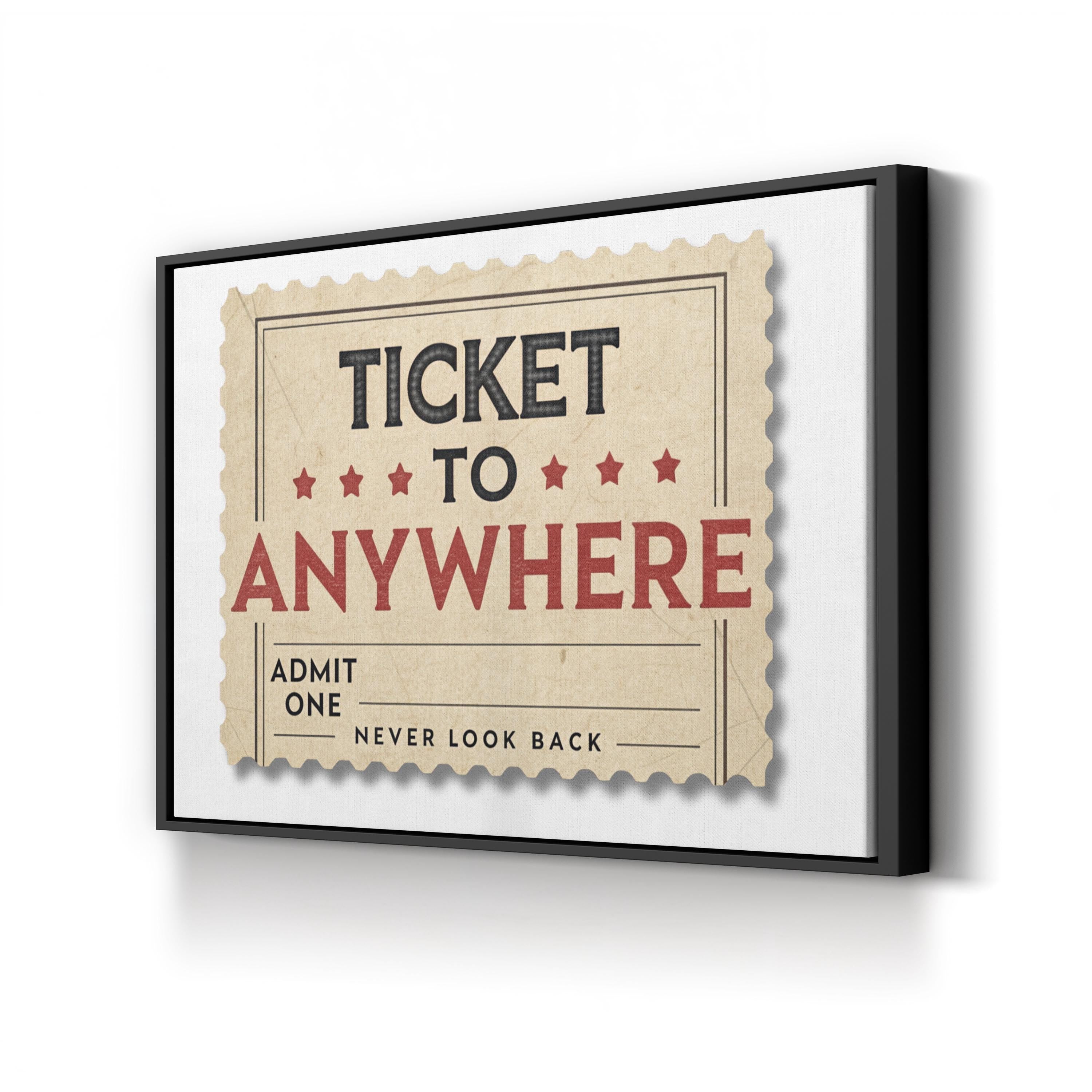 Vintage Travel Ticket canvas print in Black Framed Canvas