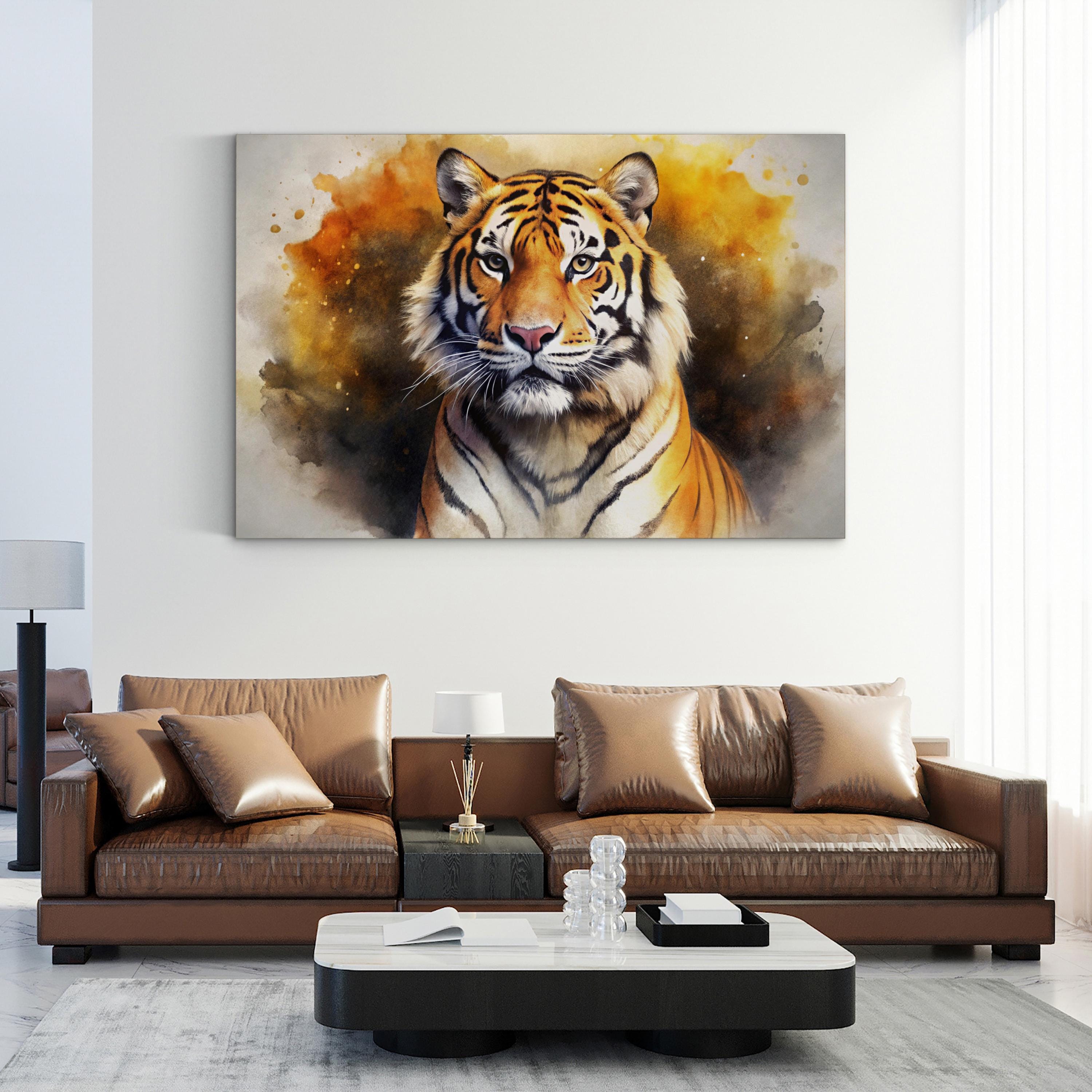 Watercolor Tiger – Period Illustration Wall Art | Bold Wildlife Portrait Canvas Print