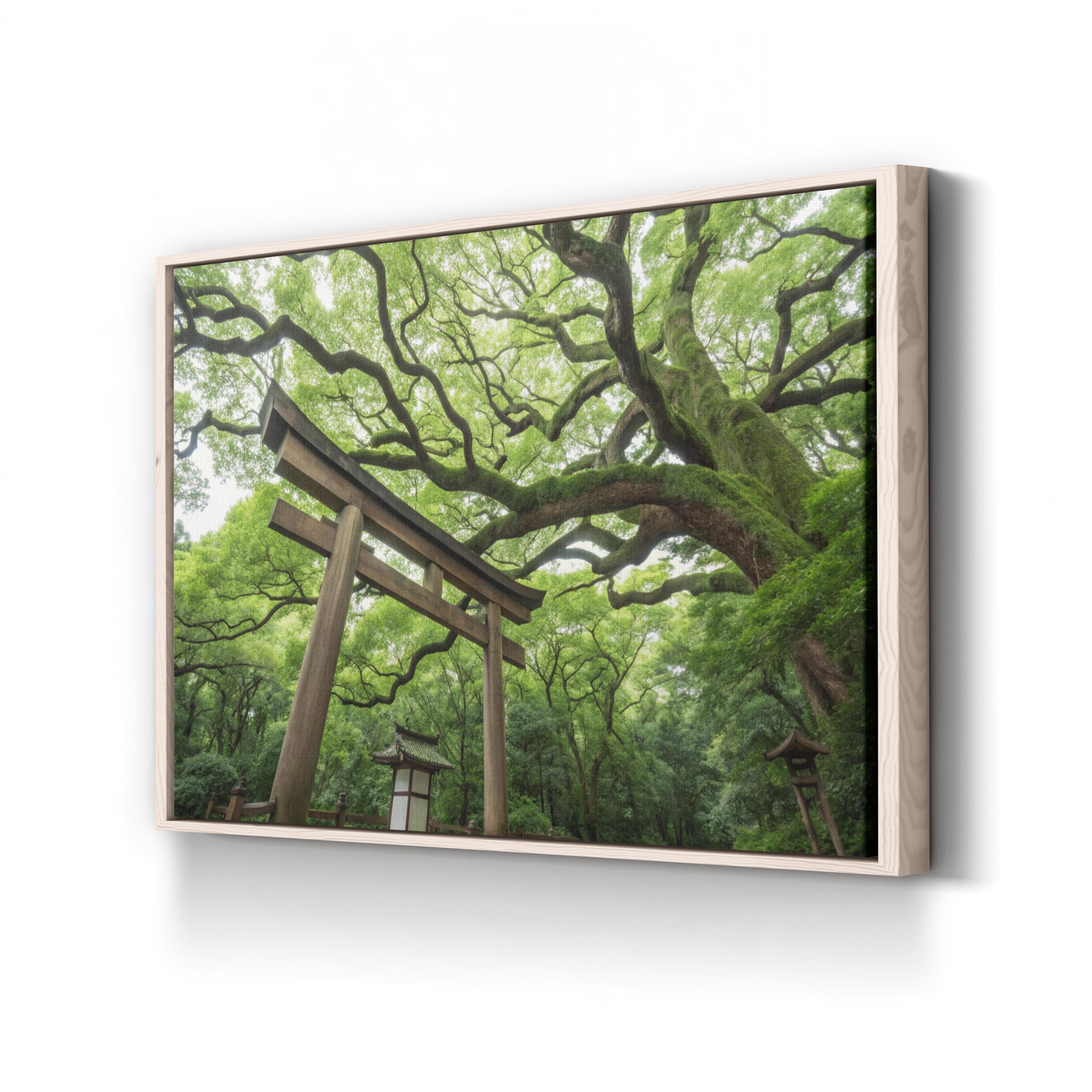 Zen Garden Torii Gate – Period Illustration Wall Art | Japanese Landscape Canvas Print