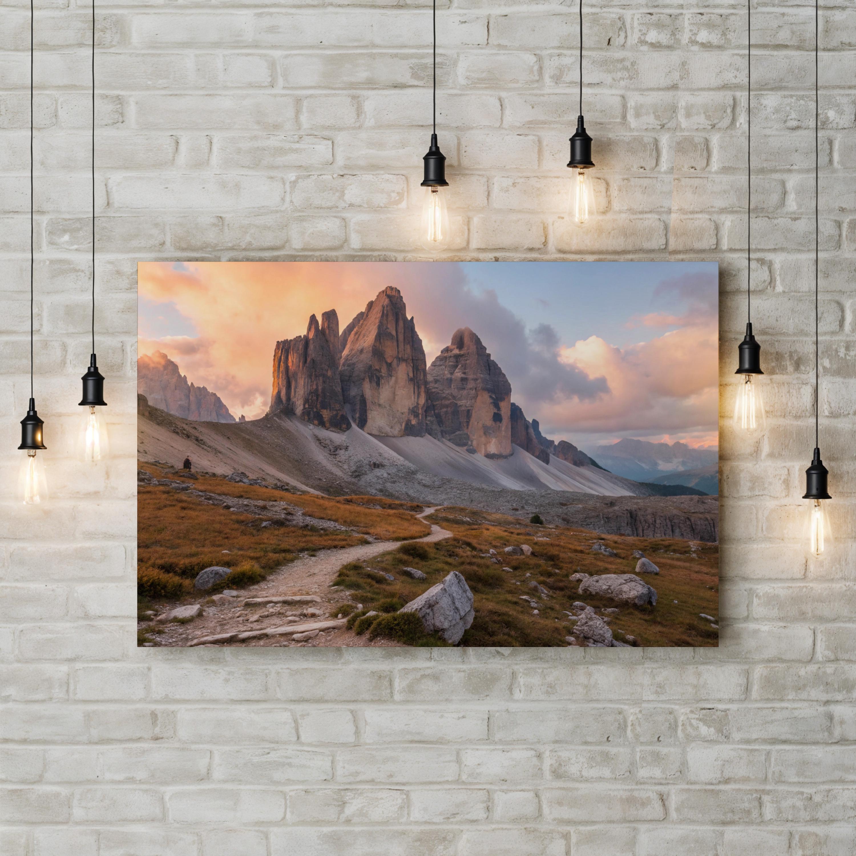 Tre Cime Dolomites Sunset – Vintage Photography Wall Art | Mountain Landscape Canvas Print