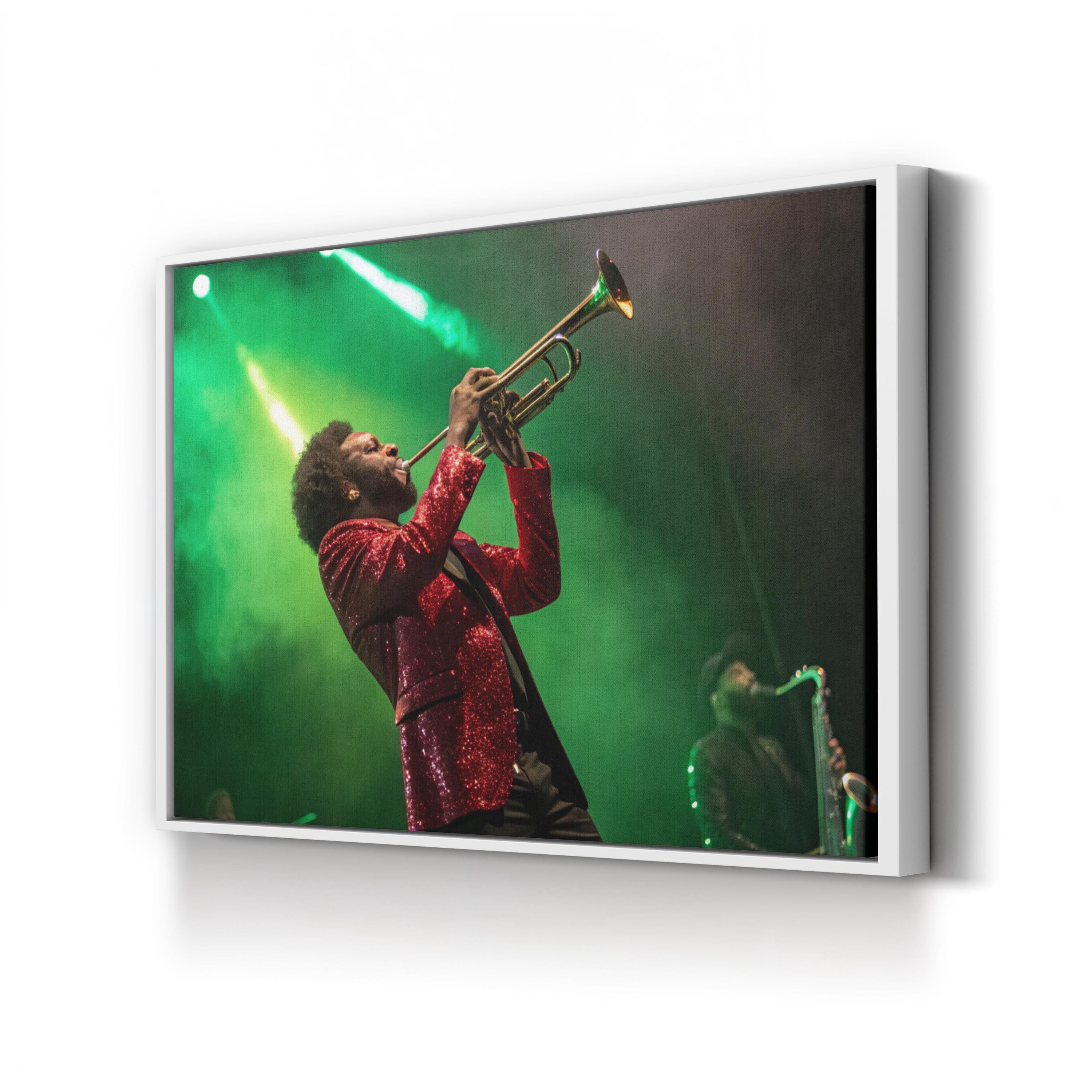 Trumpeter Stage Performance – Vintage Photography Wall Art | Live Music Canvas Print