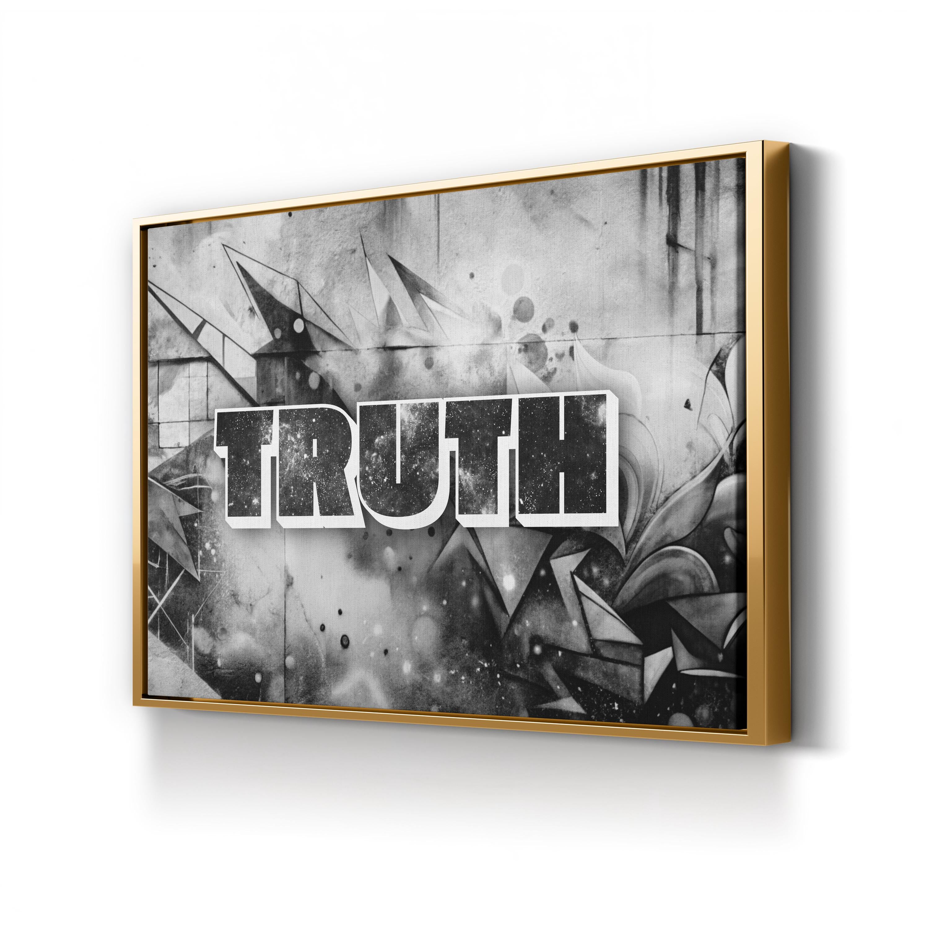 Truth Stone Canvas Art: Black & White Urban Typography Wall Print