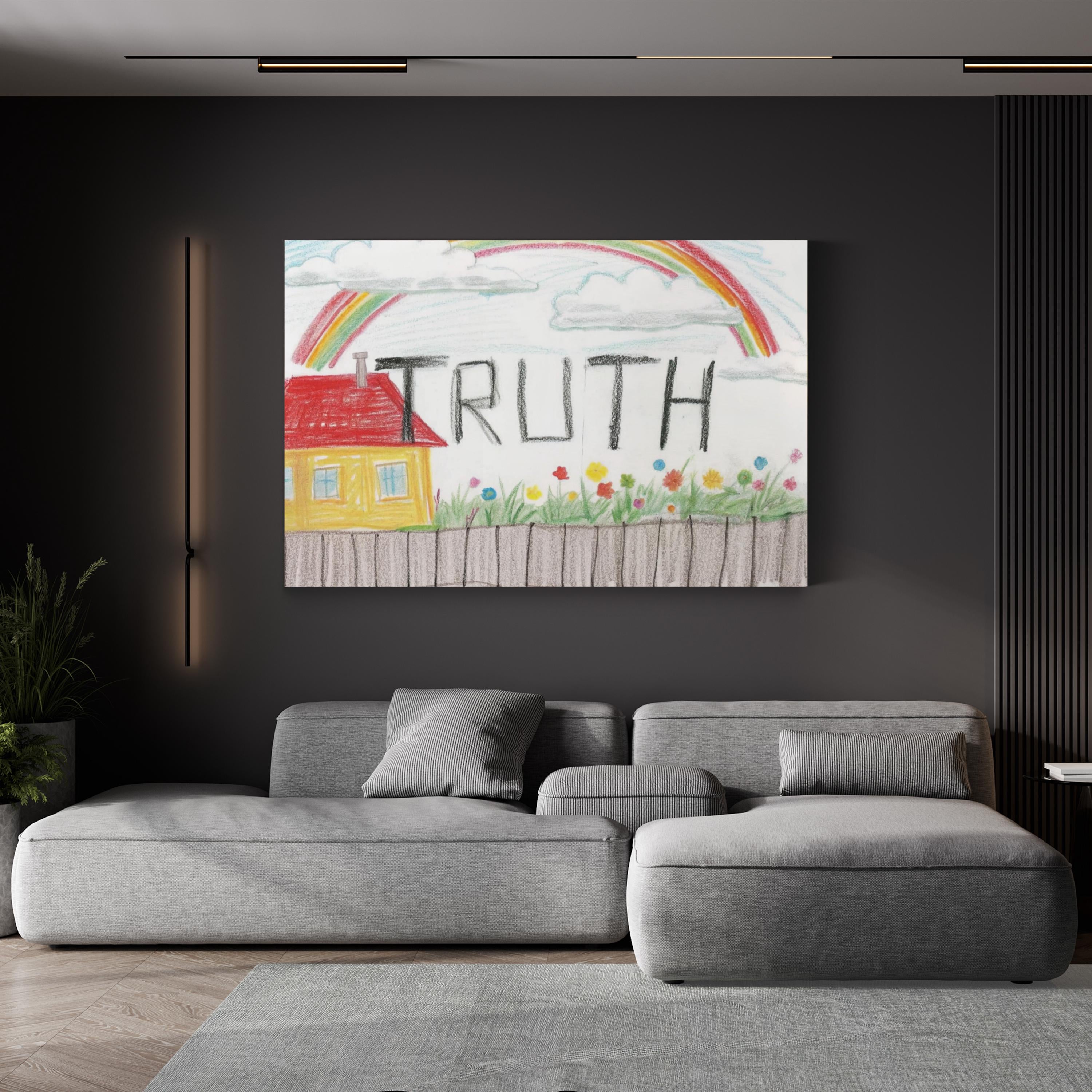 Sidewalk Chalk Rainbow Truth – Period Illustration Wall Art | Whimsical Nursery Canvas Print