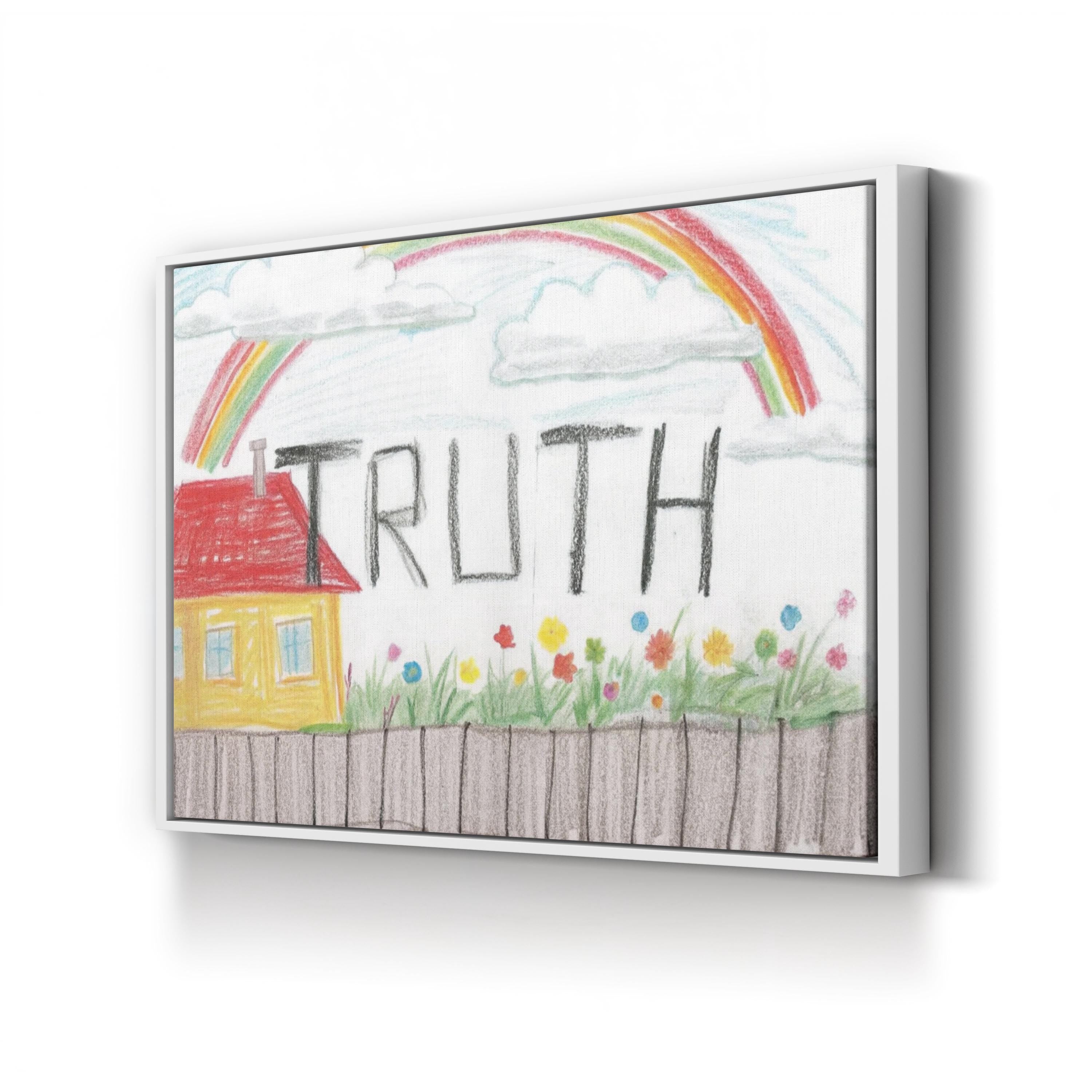 Sidewalk Chalk Rainbow Truth – Period Illustration Wall Art | Whimsical Nursery Canvas Print
