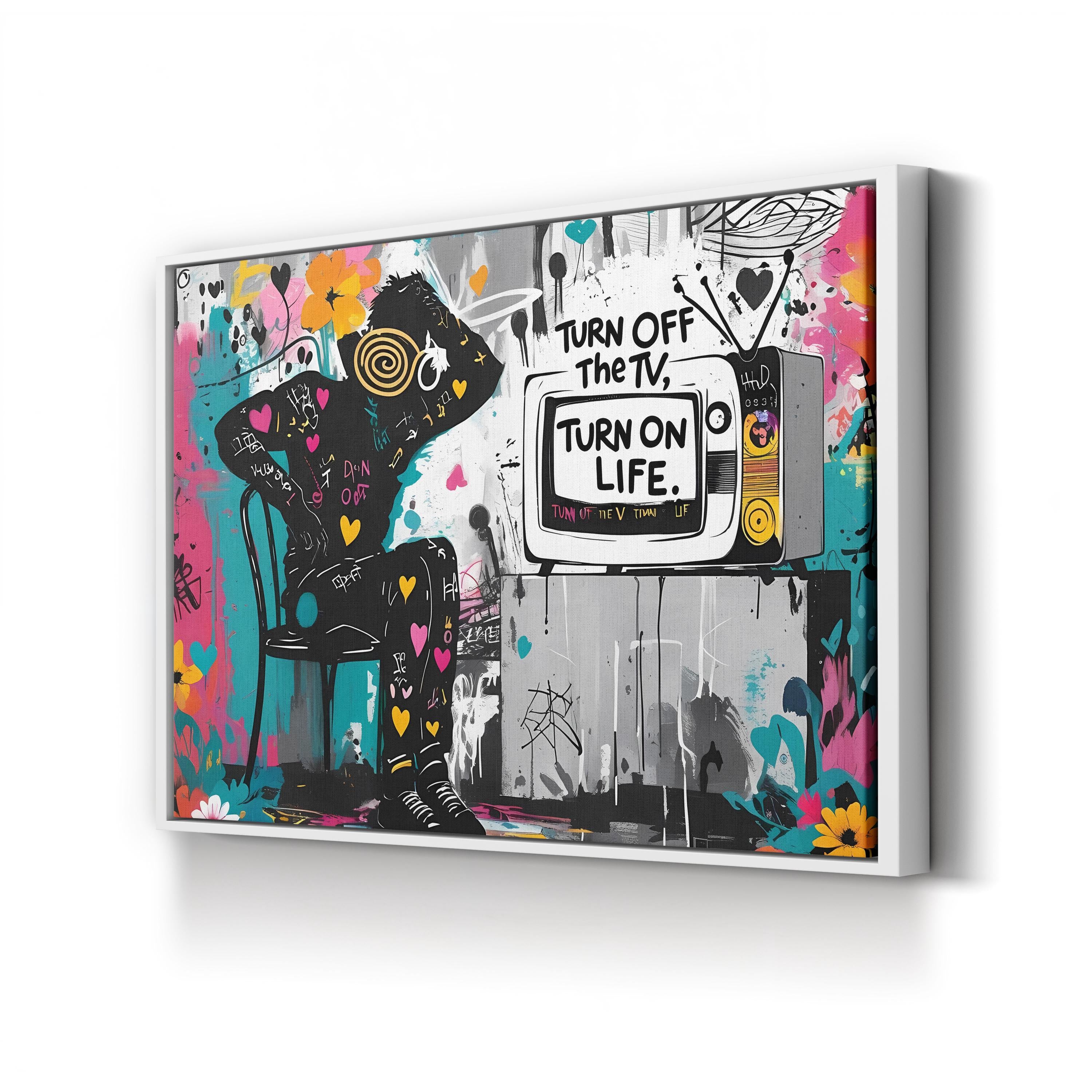 Turn ON LIFE Canvas Inspirational Street Art: Bold Motivational Urban Wall Print