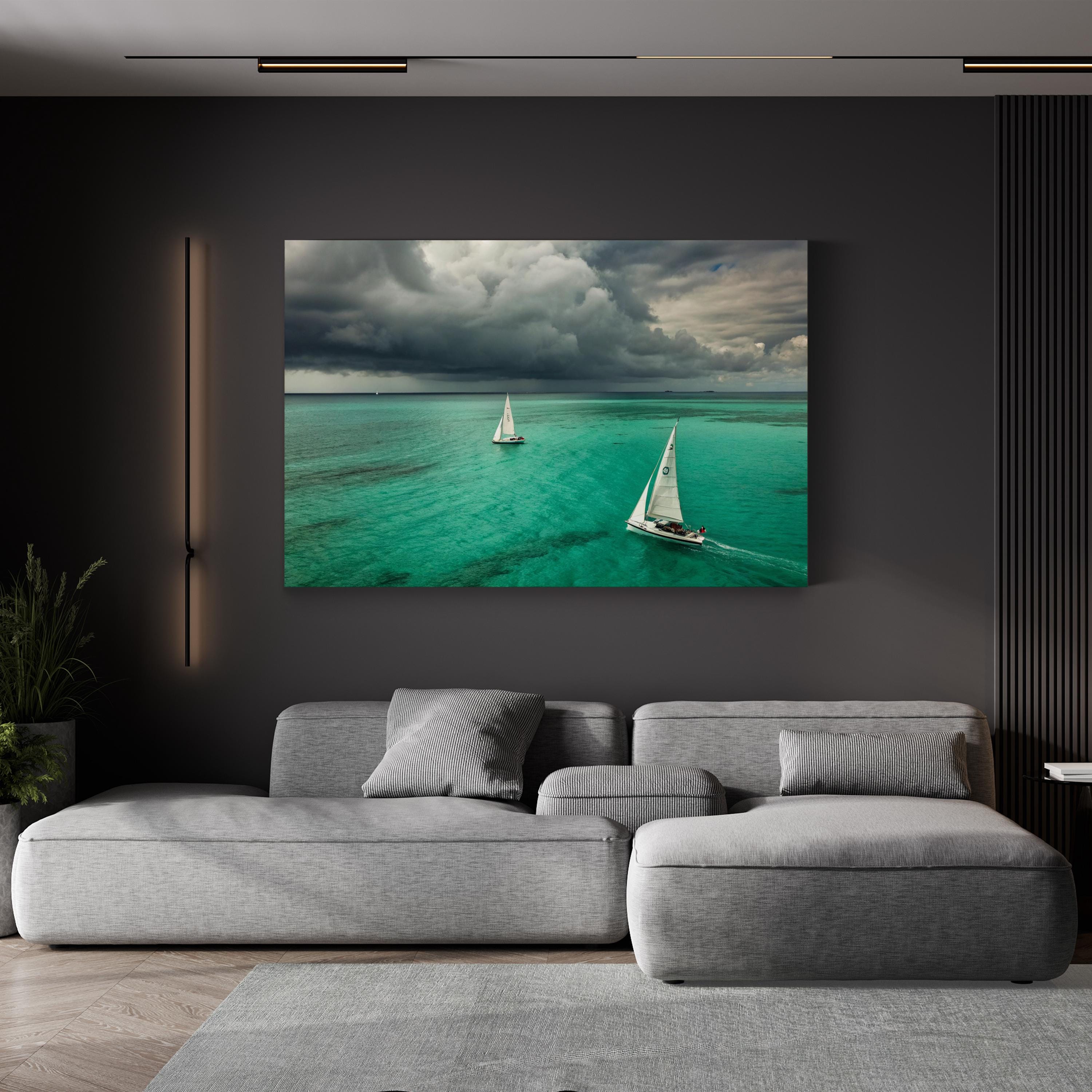 Sailing Boat Canvas Art | Contemporary Coastal Ocean Nautical Photography Print