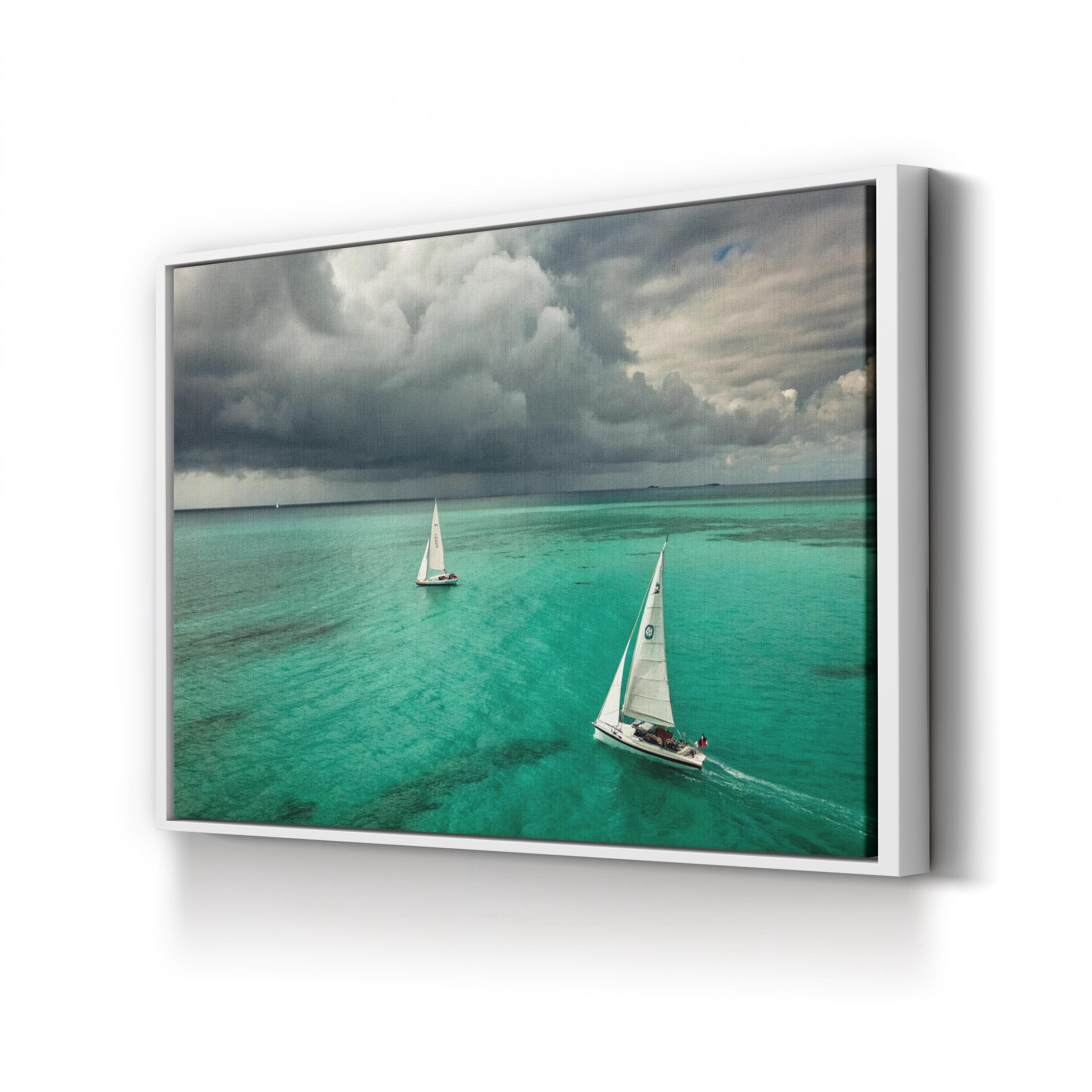 Sailing Boat Canvas Art | Contemporary Coastal Ocean Nautical Photography Print