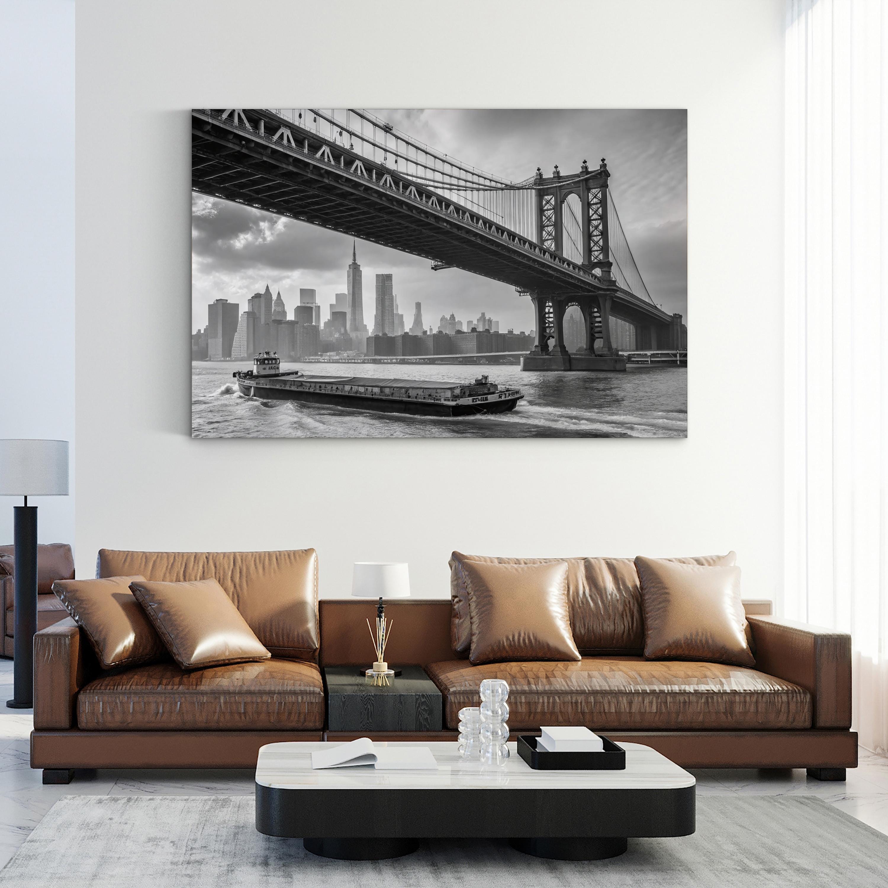 Manhattan Bridge – Vintage Photography Wall Art | Black & White NYC Canvas Print