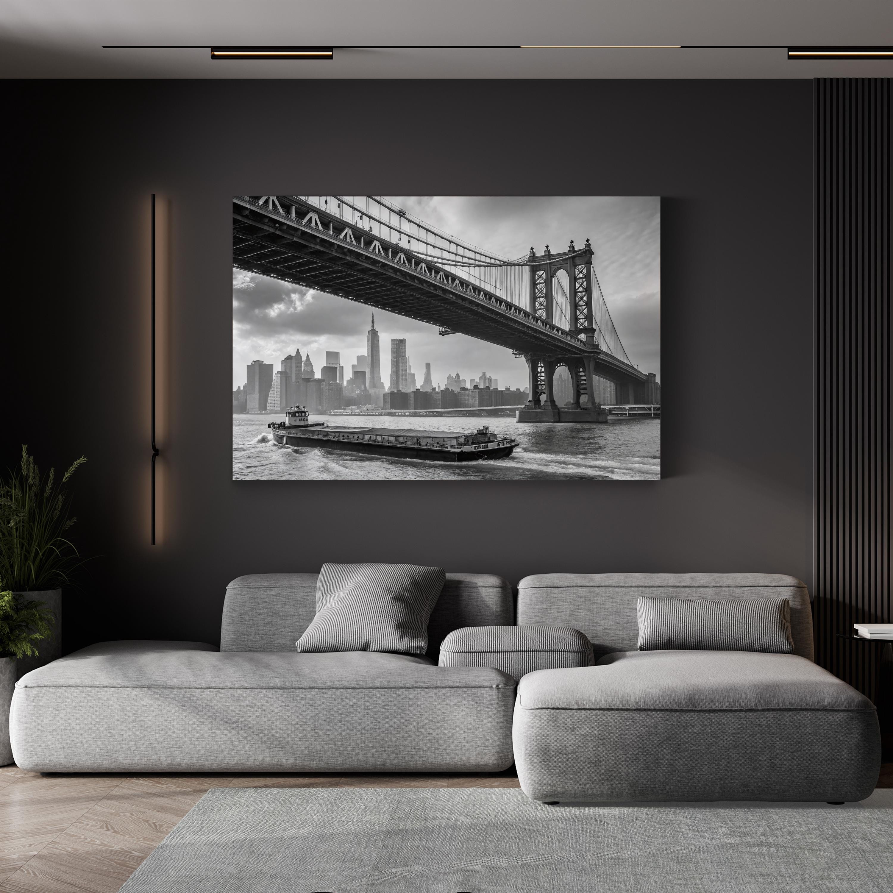 Manhattan Bridge – Vintage Photography Wall Art | Black & White NYC Canvas Print