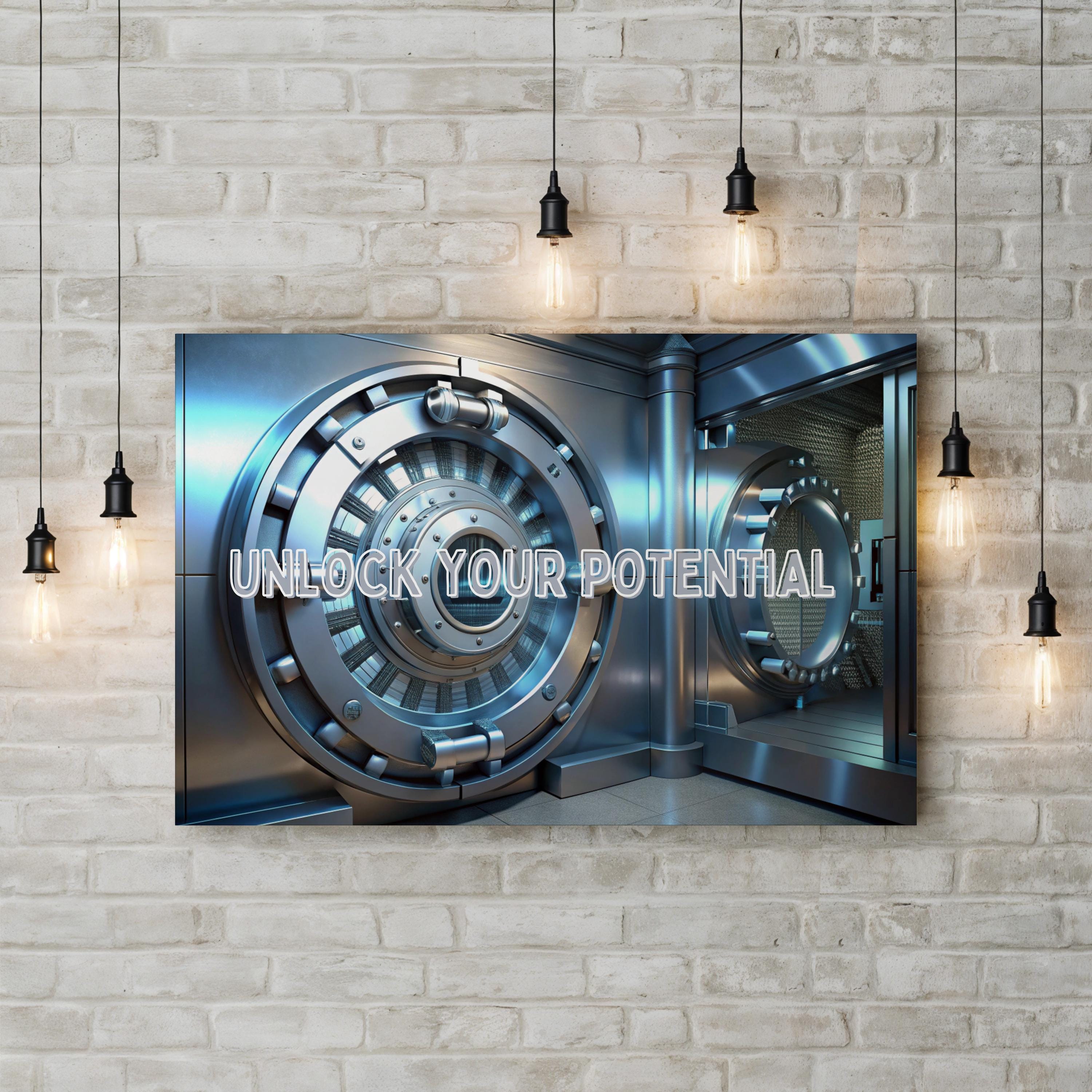 UNLOCK YOUR POTENTIAL Canvas Art: Motivational Inspirational Print