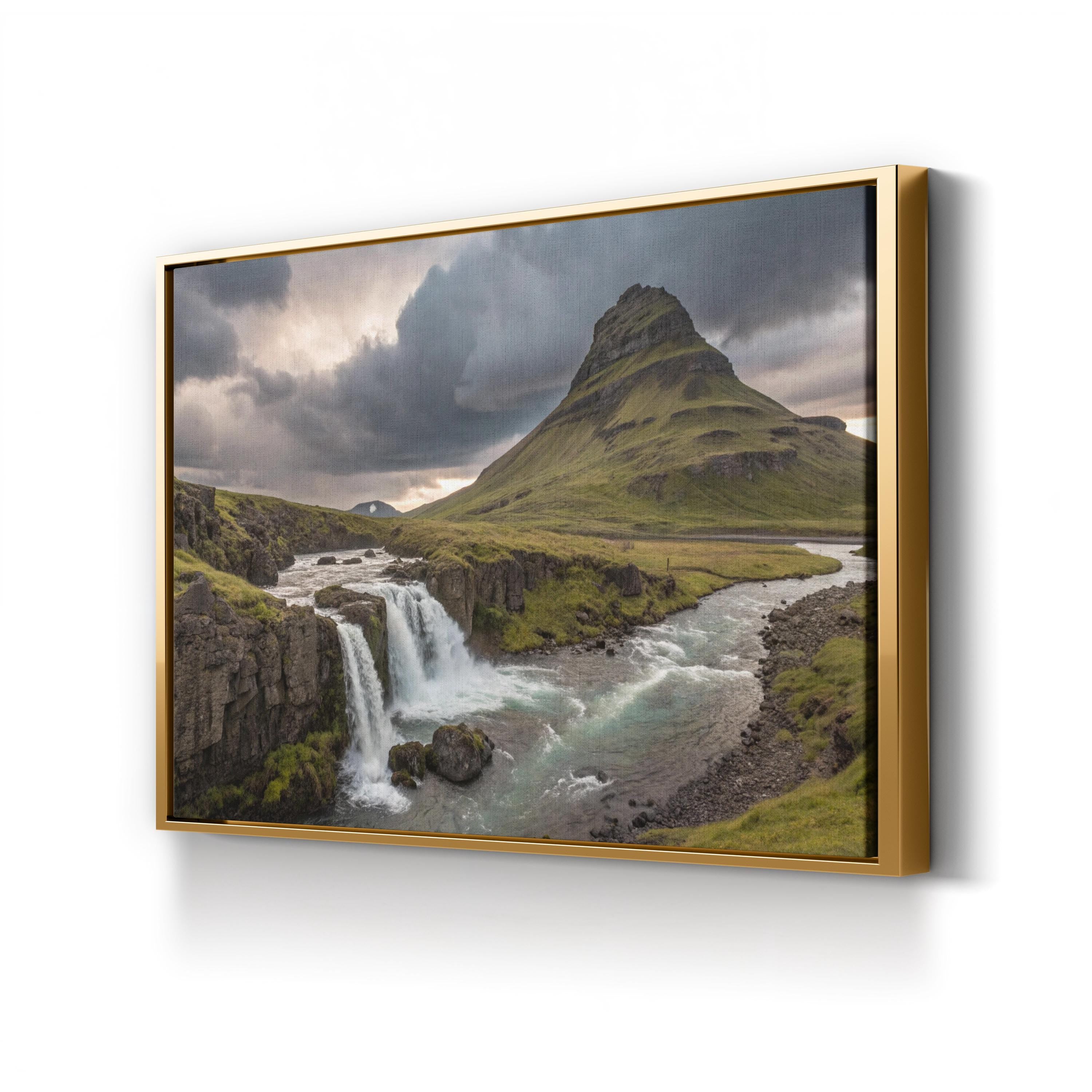 Iceland Waterfall – Vintage Photography Wall Art | Majestic Landscape Canvas Print