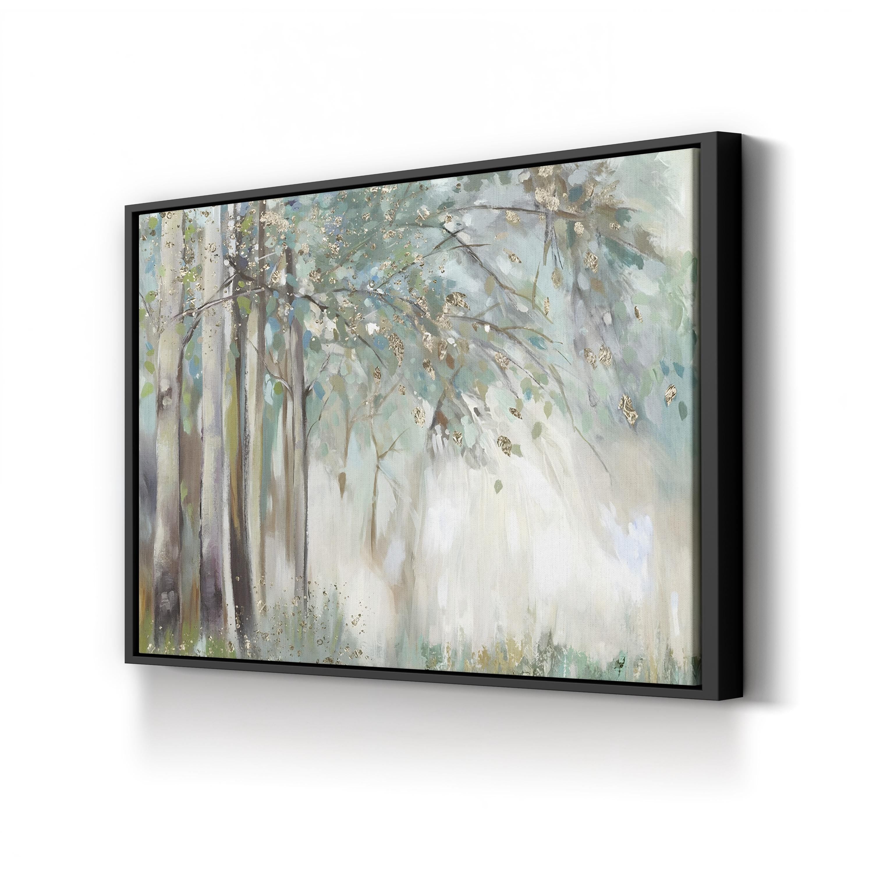 Silver Leaves Abstract Canvas Art – Modern Metallic Botanical Wall Decor
