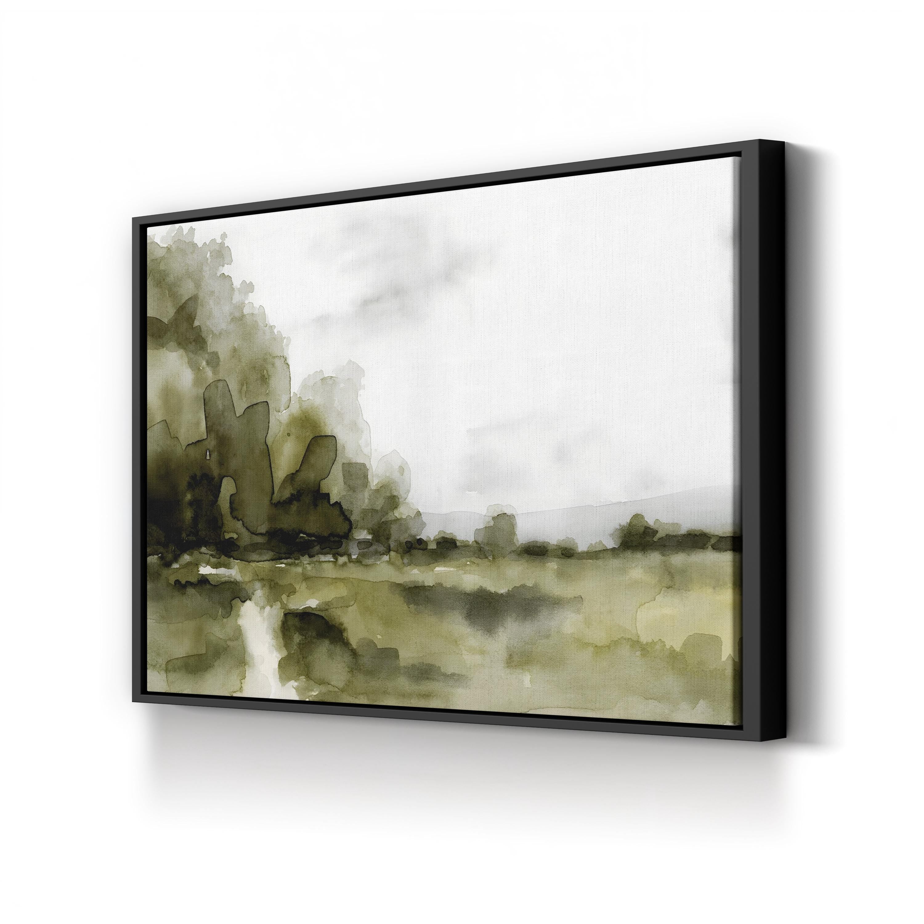 Minimalist Soft Pastel Horizon Watercolor Landscape canvas print in a black frame