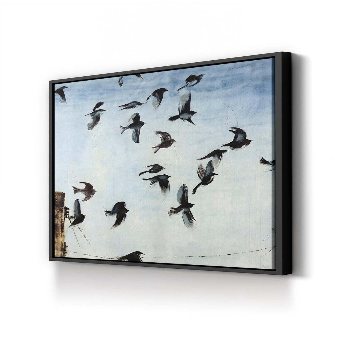 Sparrows by Kari Taylor canvas print in black frame