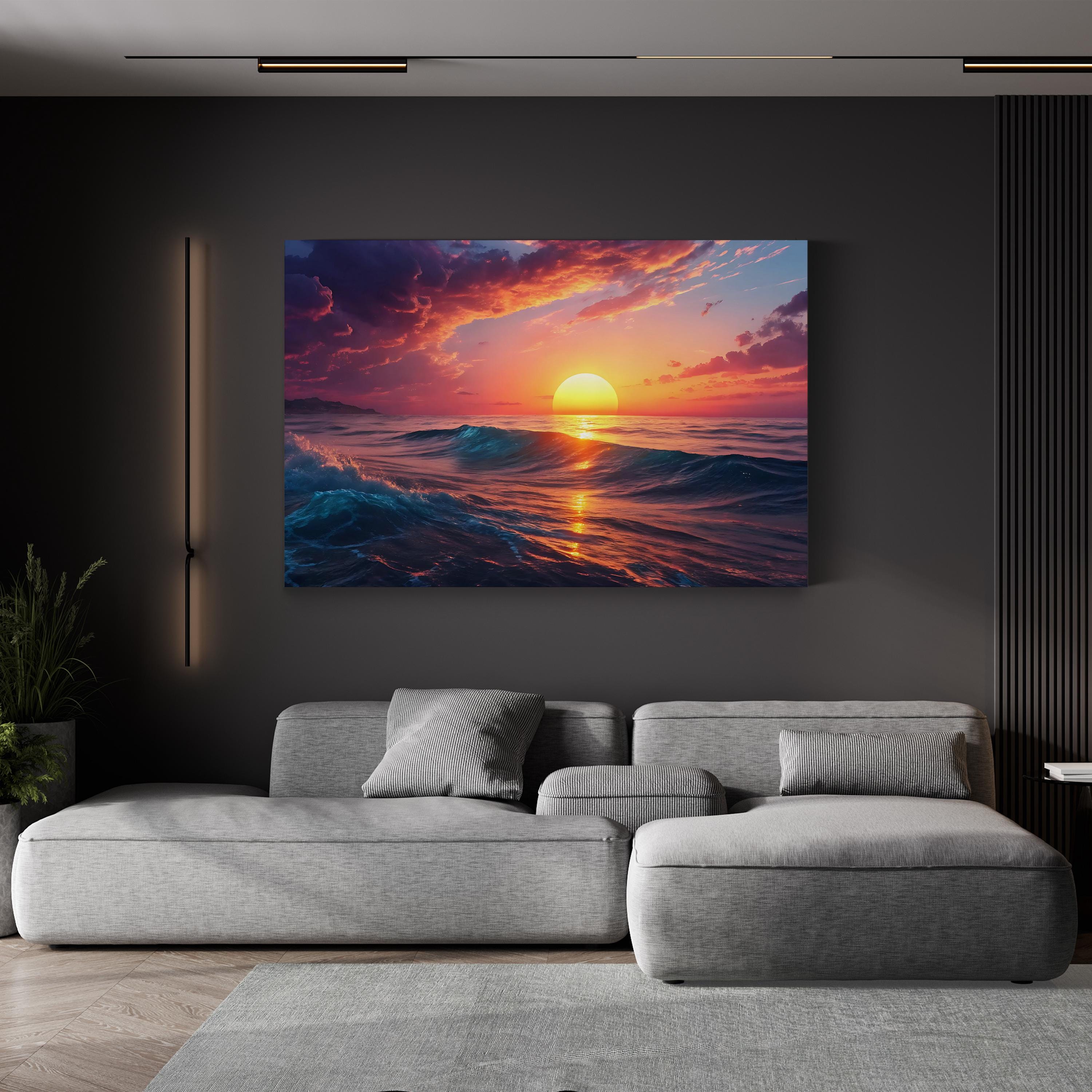 Ocean Sunset Canvas Print – Framed Coastal Seascape