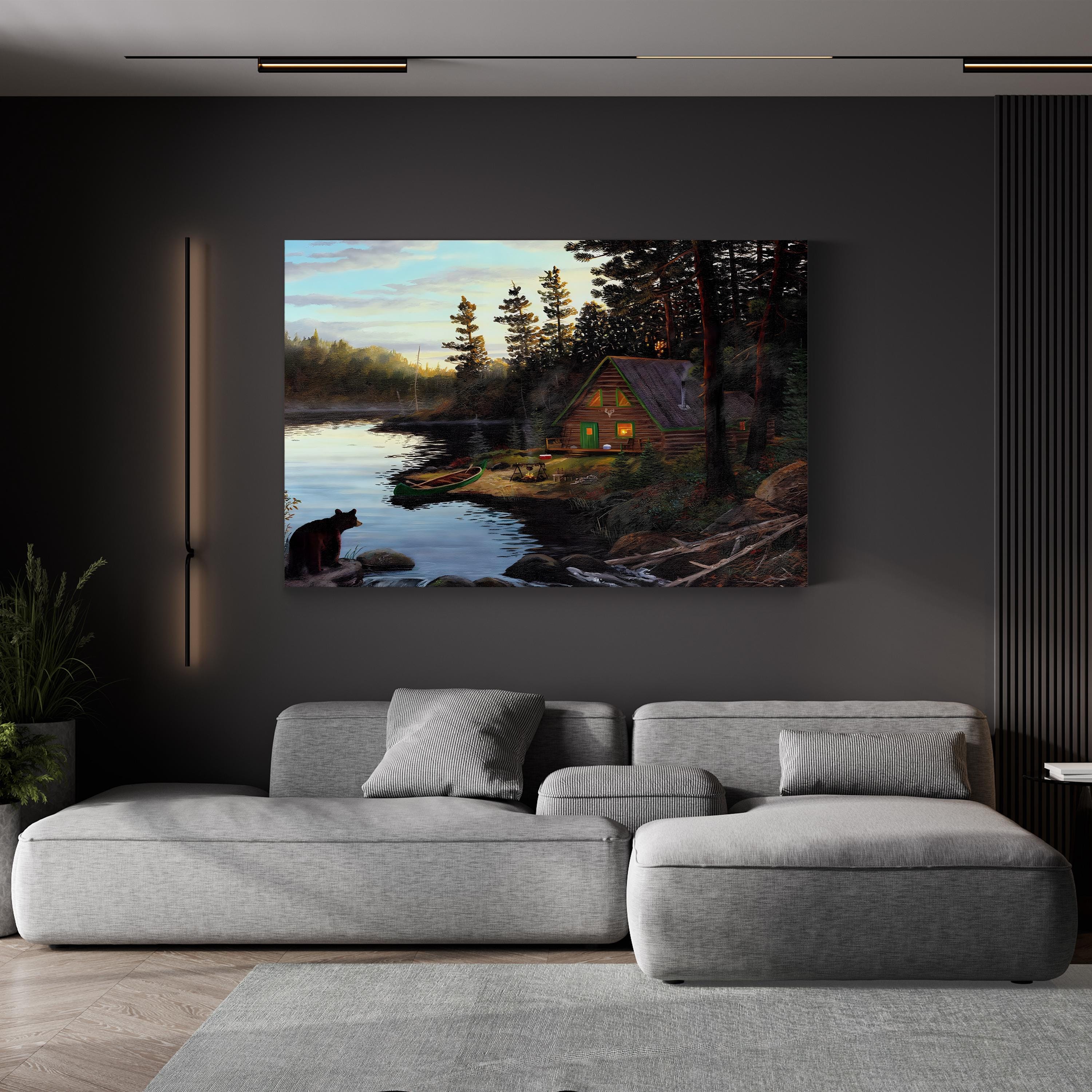 Spirit of the North Wall Art by Terry Doughty – Northern Wilderness Cabin Landscape Canvas