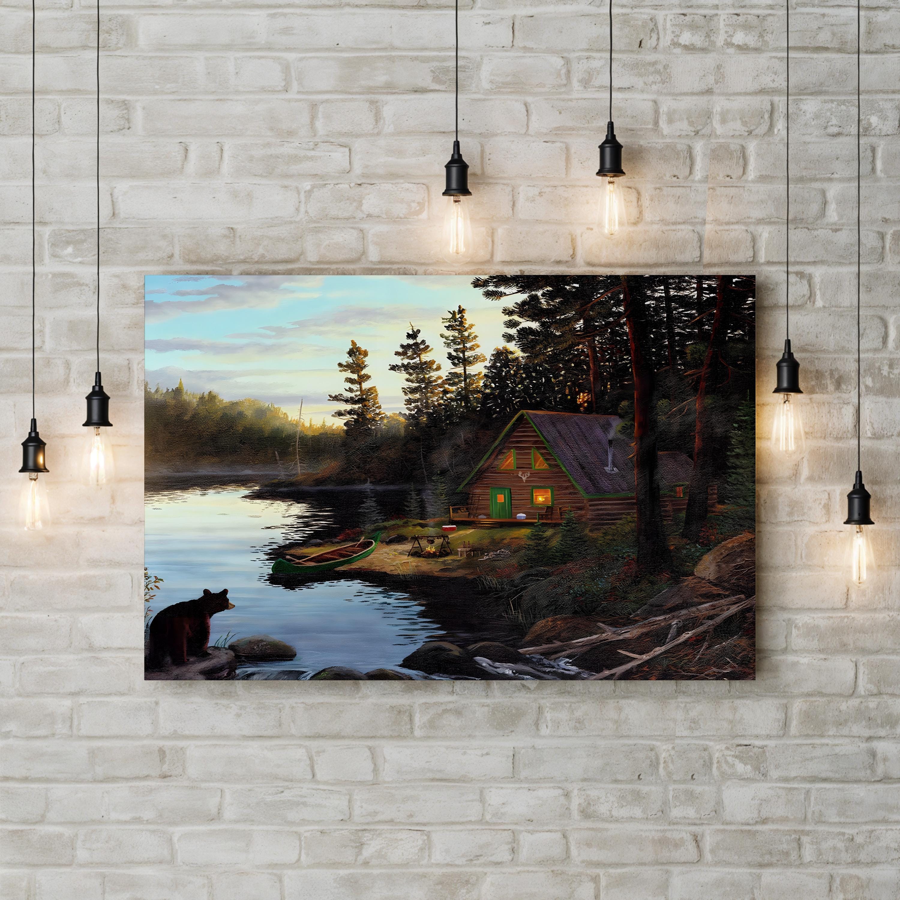Spirit of the North Wall Art by Terry Doughty – Northern Wilderness Cabin Landscape Canvas