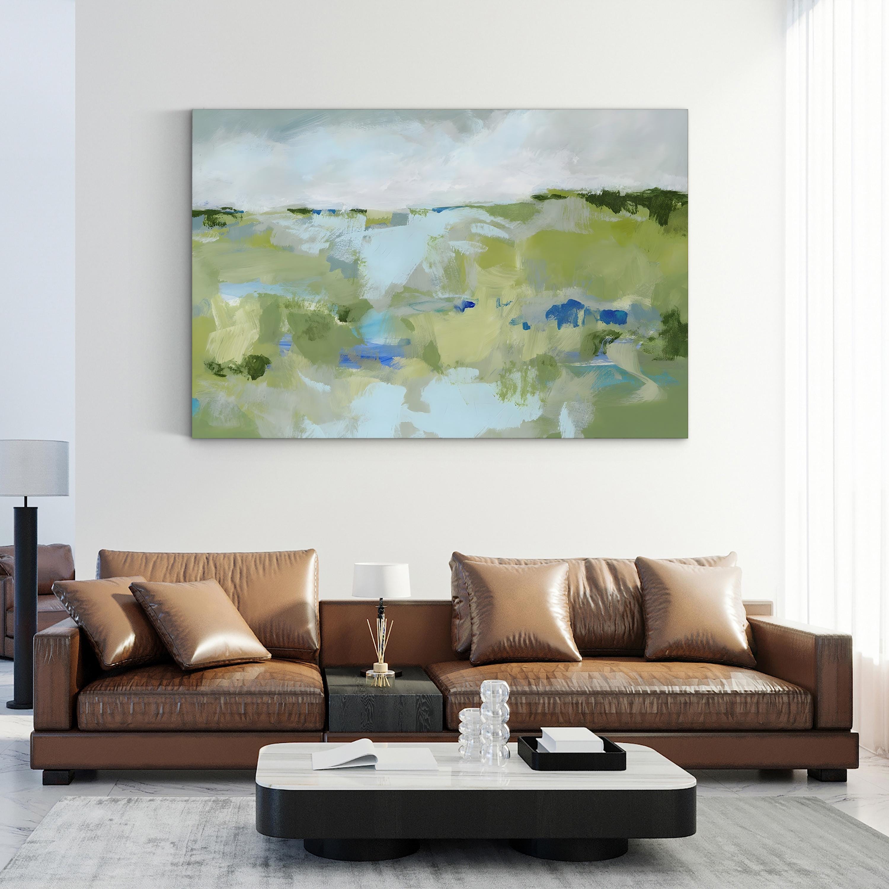 Spring Green I Canvas Art Print: Lush Abstract Landscape Wall Decor