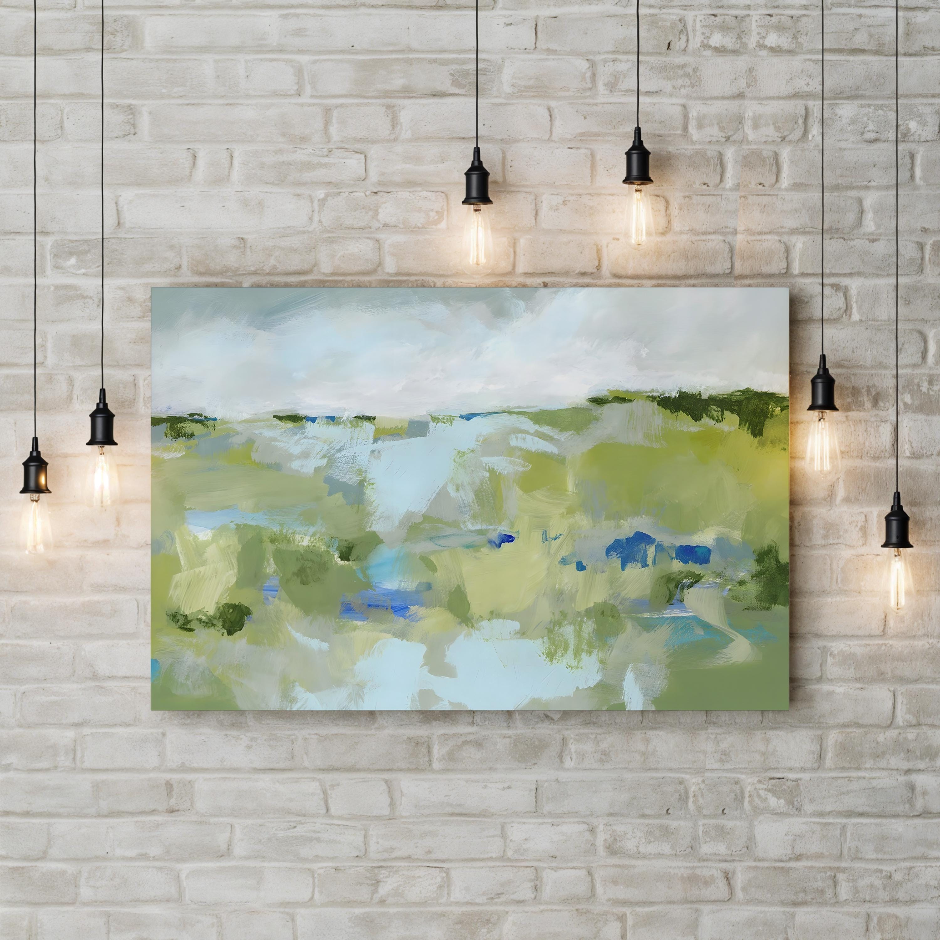 Spring Green I Canvas Art Print: Lush Abstract Landscape Wall Decor
