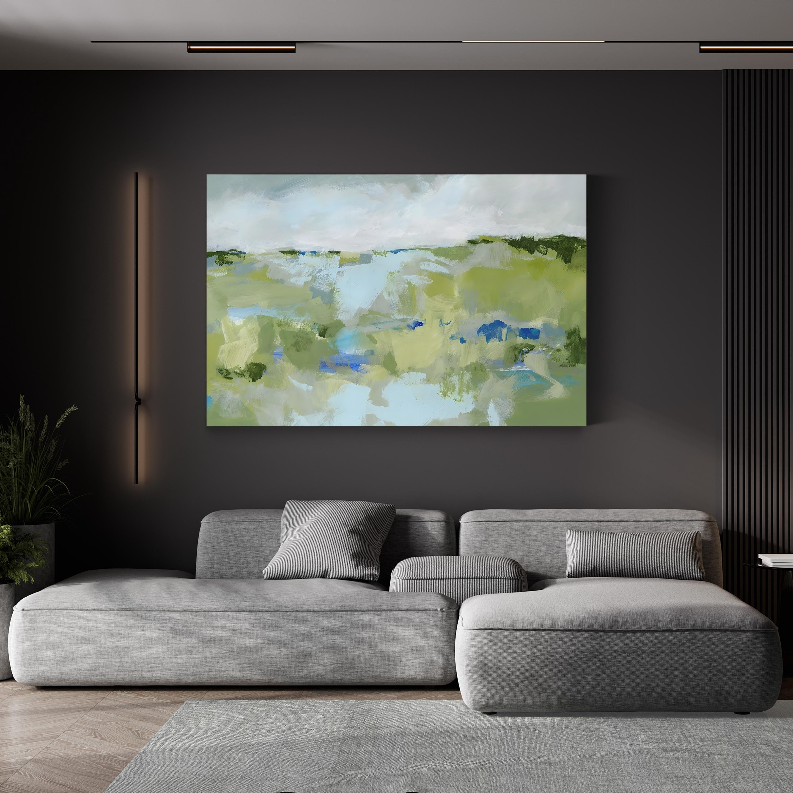 Spring Green I Canvas Art Print: Lush Abstract Landscape Wall Decor