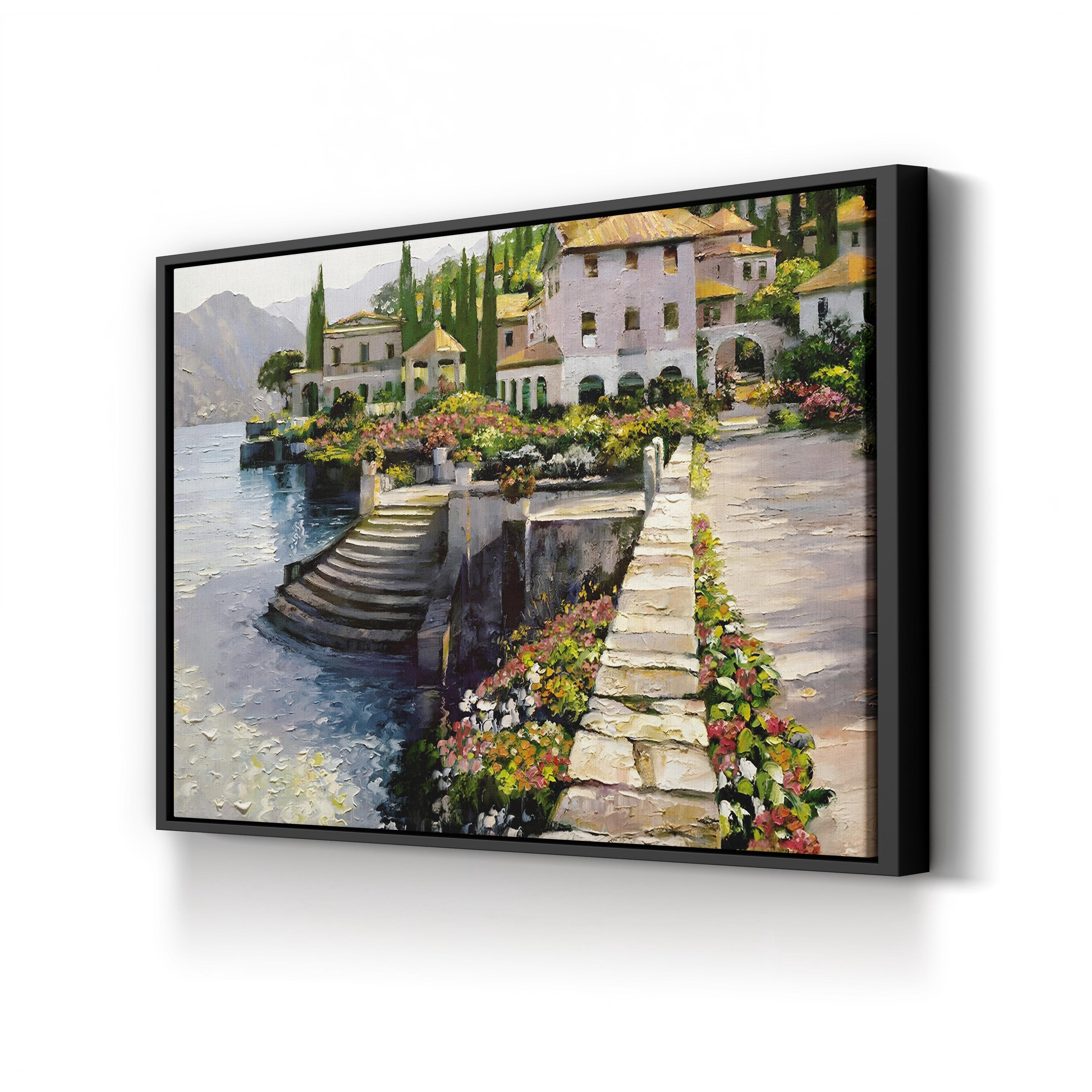 Stairway to Carlotta, Lake Como, Italy by Howard Behrens canvas print in a gold frame