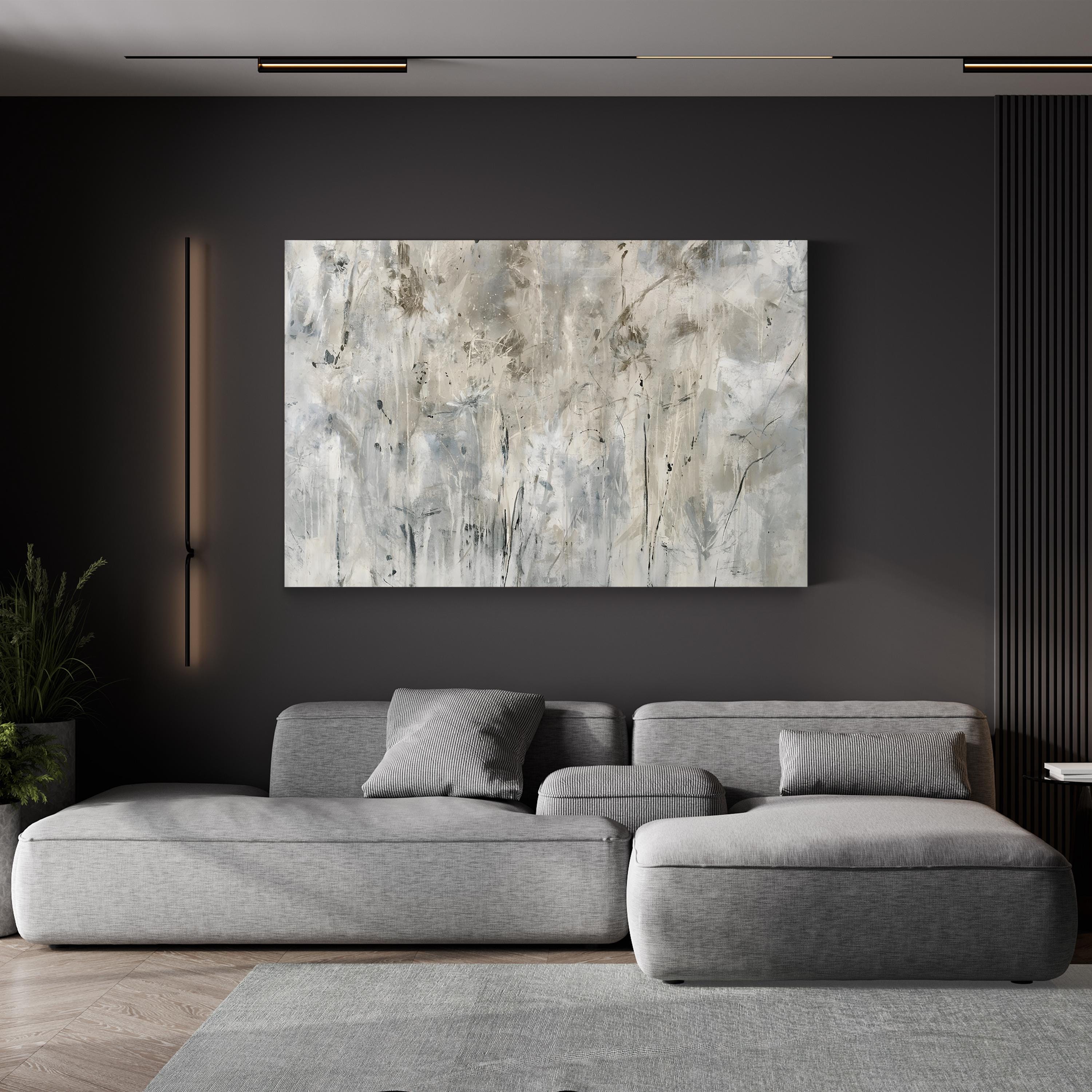 Subtle Frosted Floral Wall Art by Jodi Maas – Neutral Abstract Floral Canvas Print