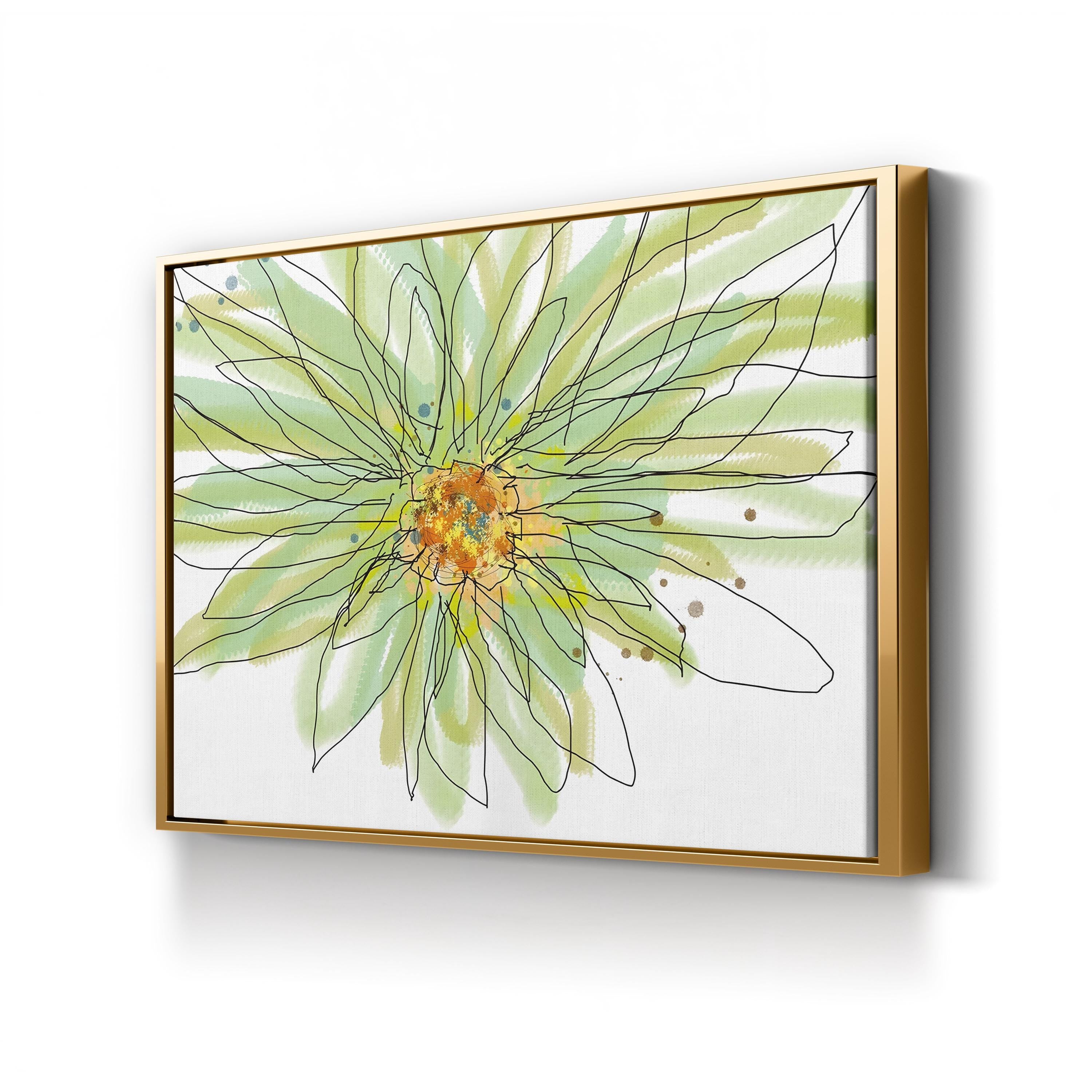 Summer Gerbera Daisy Canvas Art – Contemporary Floral Illustration by Jan Weiss