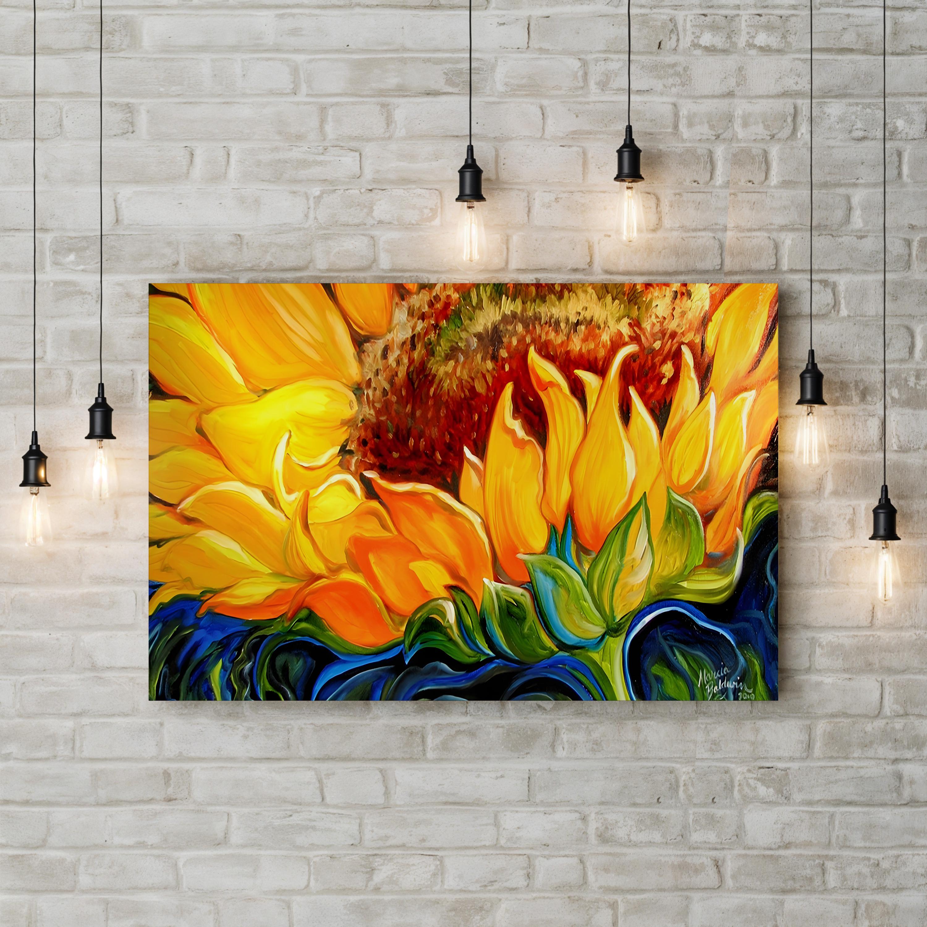 Sunflower Rise’N Shine Wall Art by Marcia Baldwin – Contemporary Sunflower Canvas Print