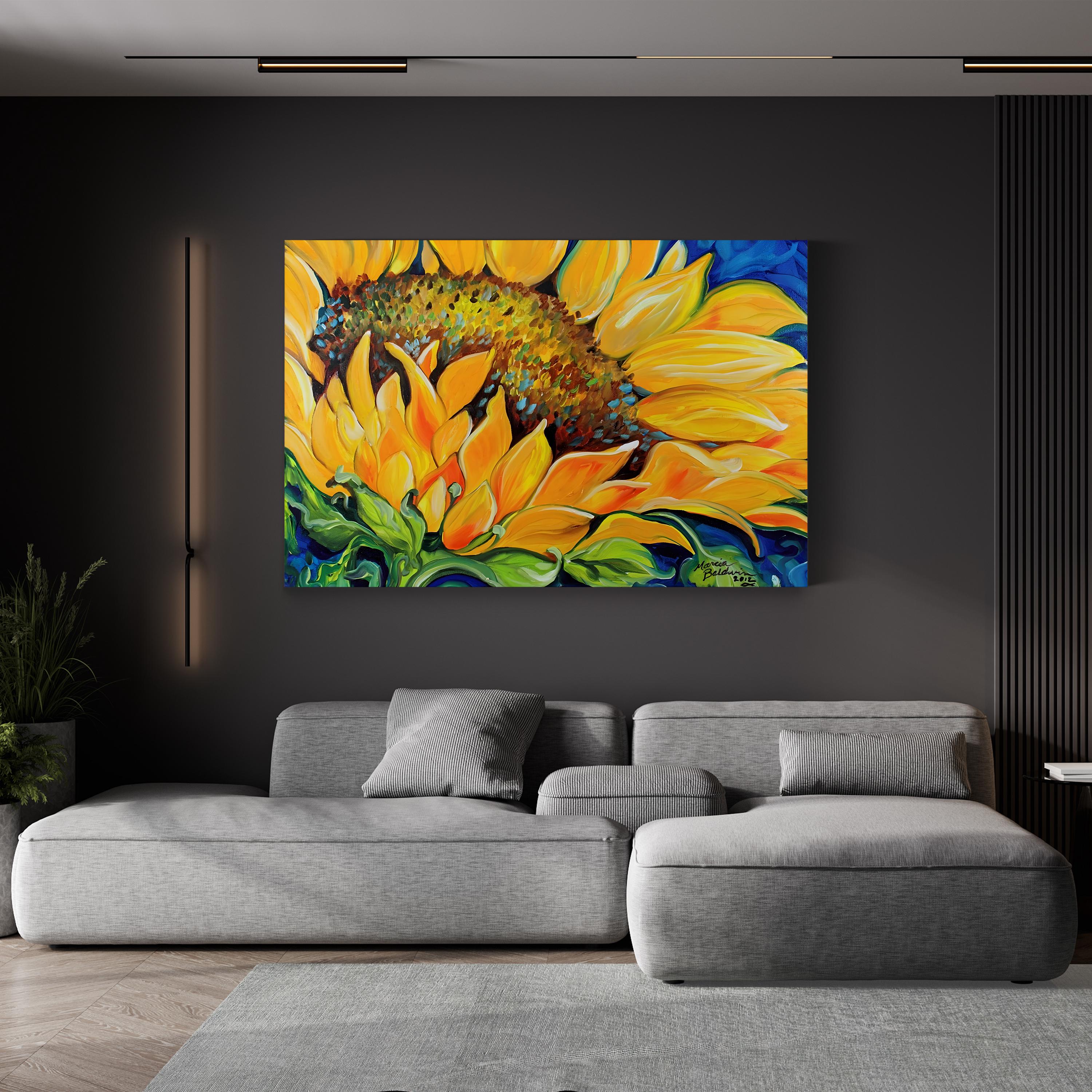 Sunflower September Wall Art by Marcia Baldwin – Contemporary Sunflower Canvas Print