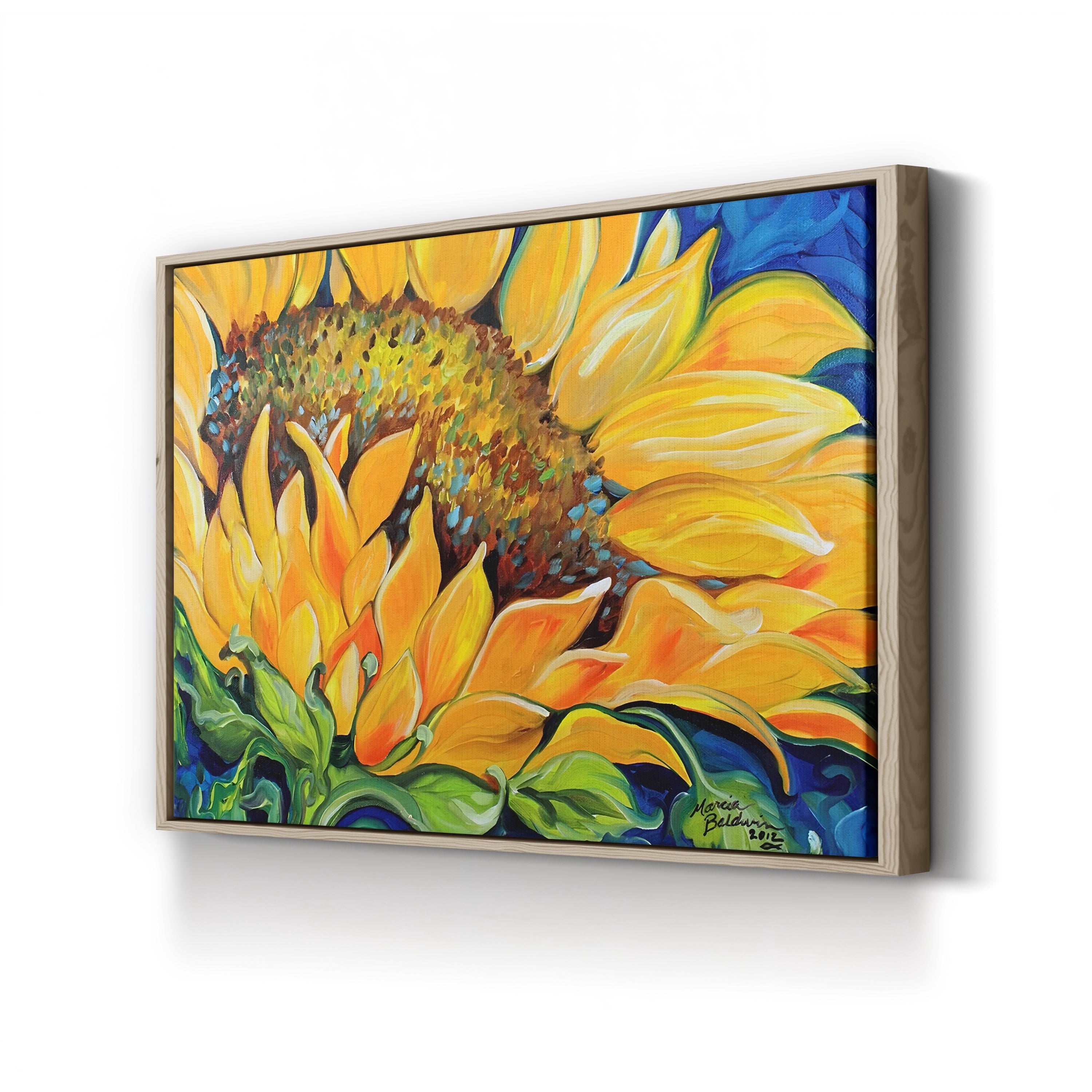 Sunflower September Wall Art by Marcia Baldwin – Contemporary Sunflower Canvas Print