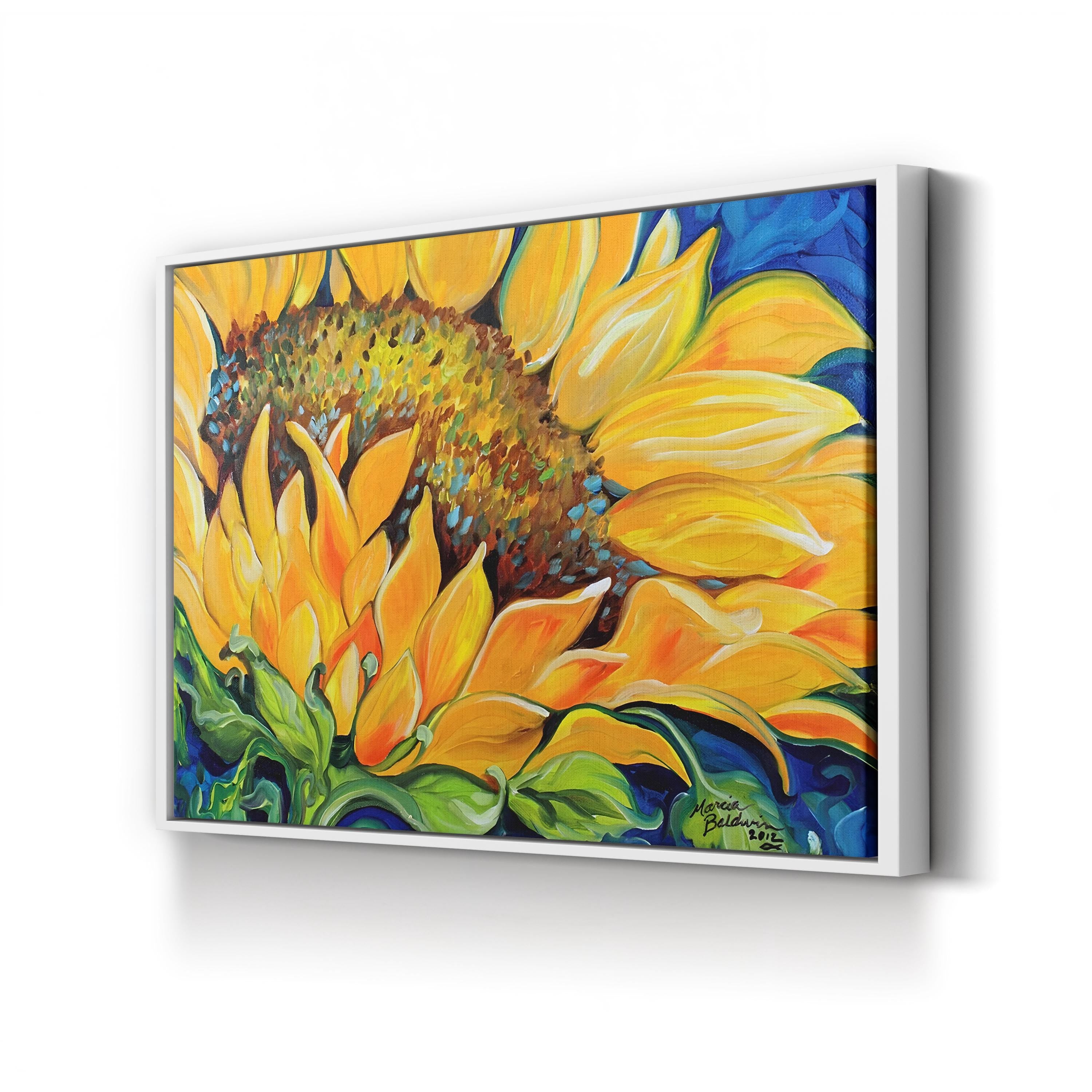 Sunflower September Wall Art by Marcia Baldwin – Contemporary Sunflower Canvas Print