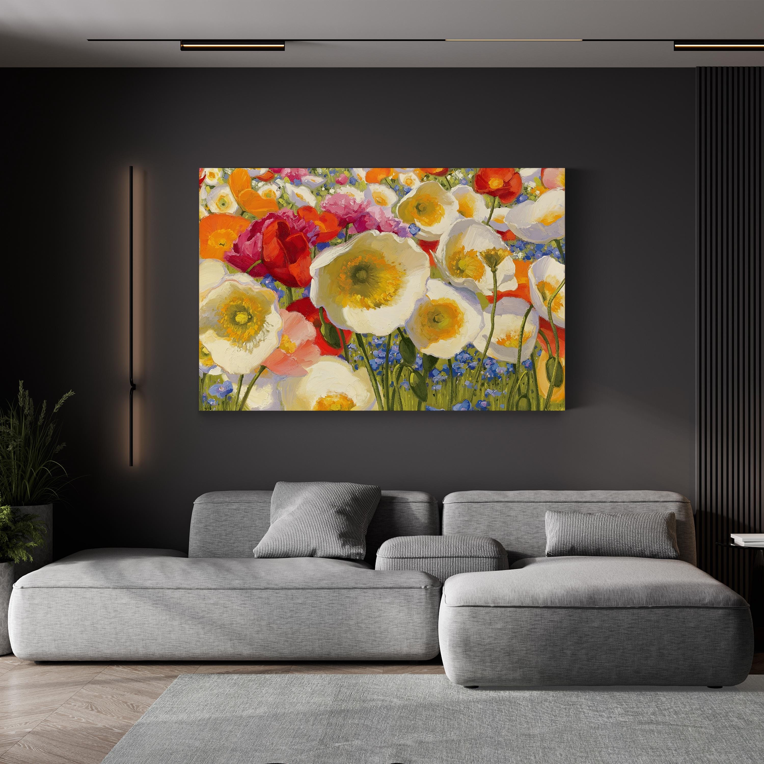 Sunny Abundance Wall Art by Shirley Novak: Contemporary Floral Canvas Print